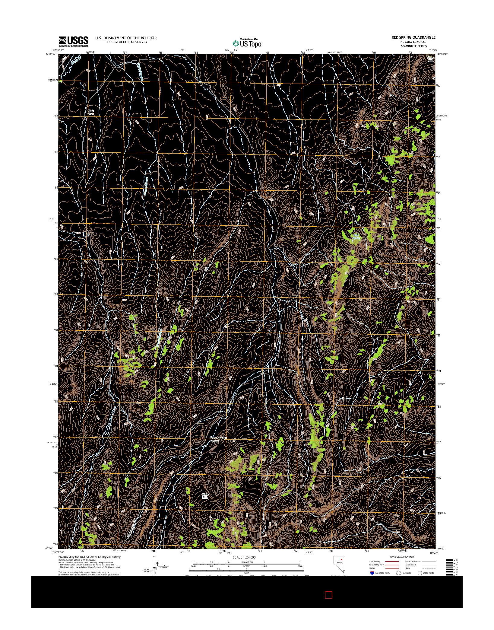 USGS US TOPO 7.5-MINUTE MAP FOR RED SPRING, NV 2014