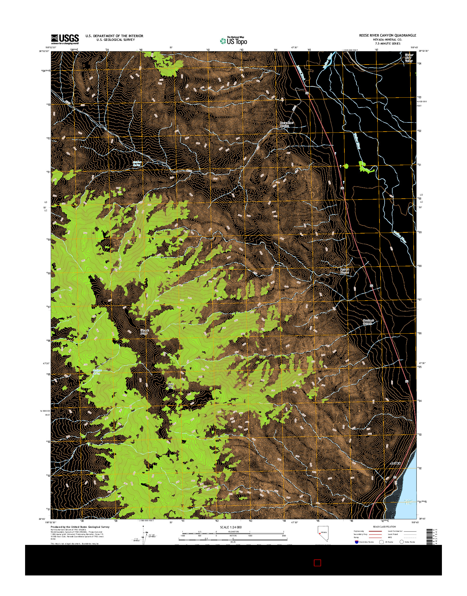 USGS US TOPO 7.5-MINUTE MAP FOR REESE RIVER CANYON, NV 2014