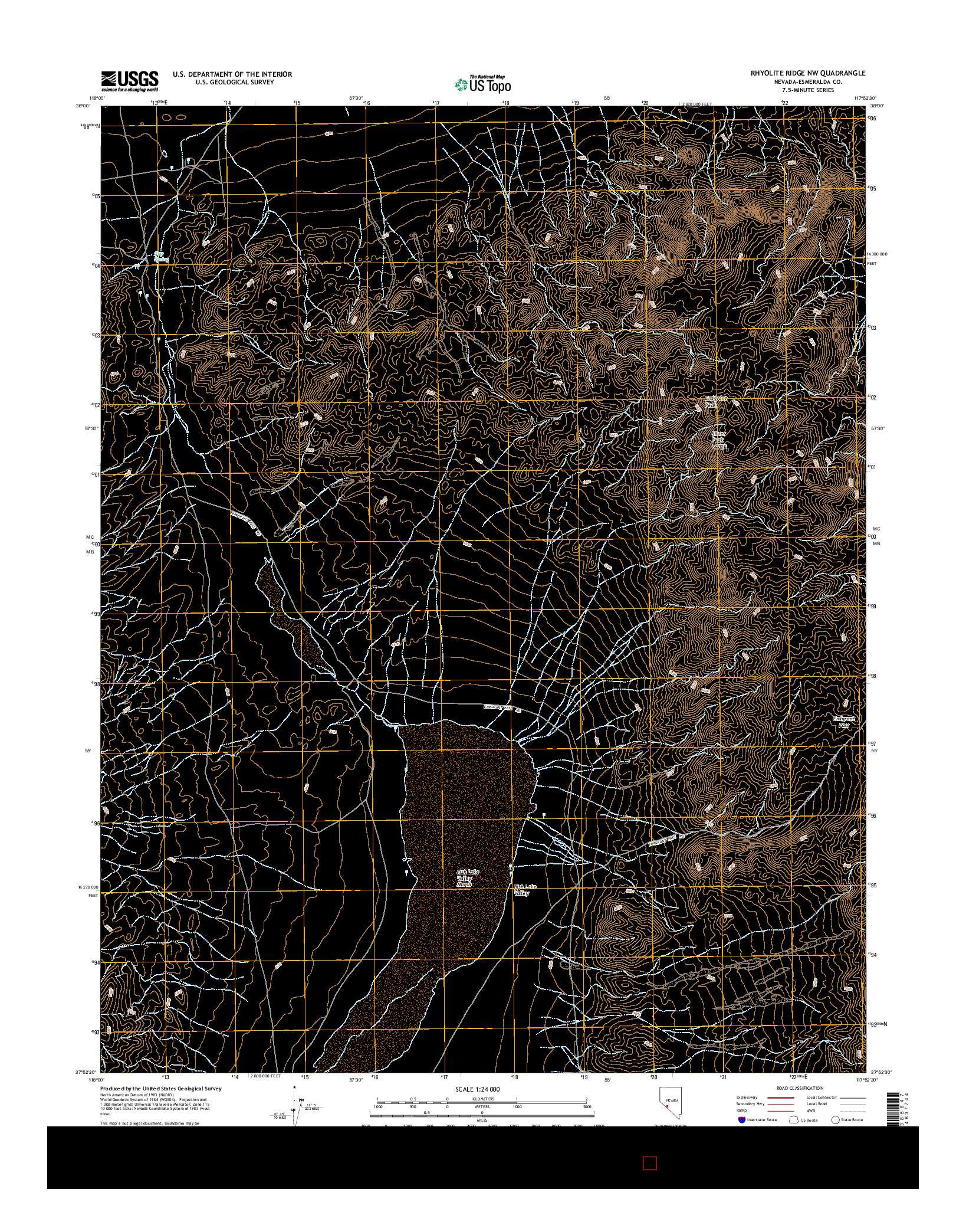 USGS US TOPO 7.5-MINUTE MAP FOR RHYOLITE RIDGE NW, NV 2014