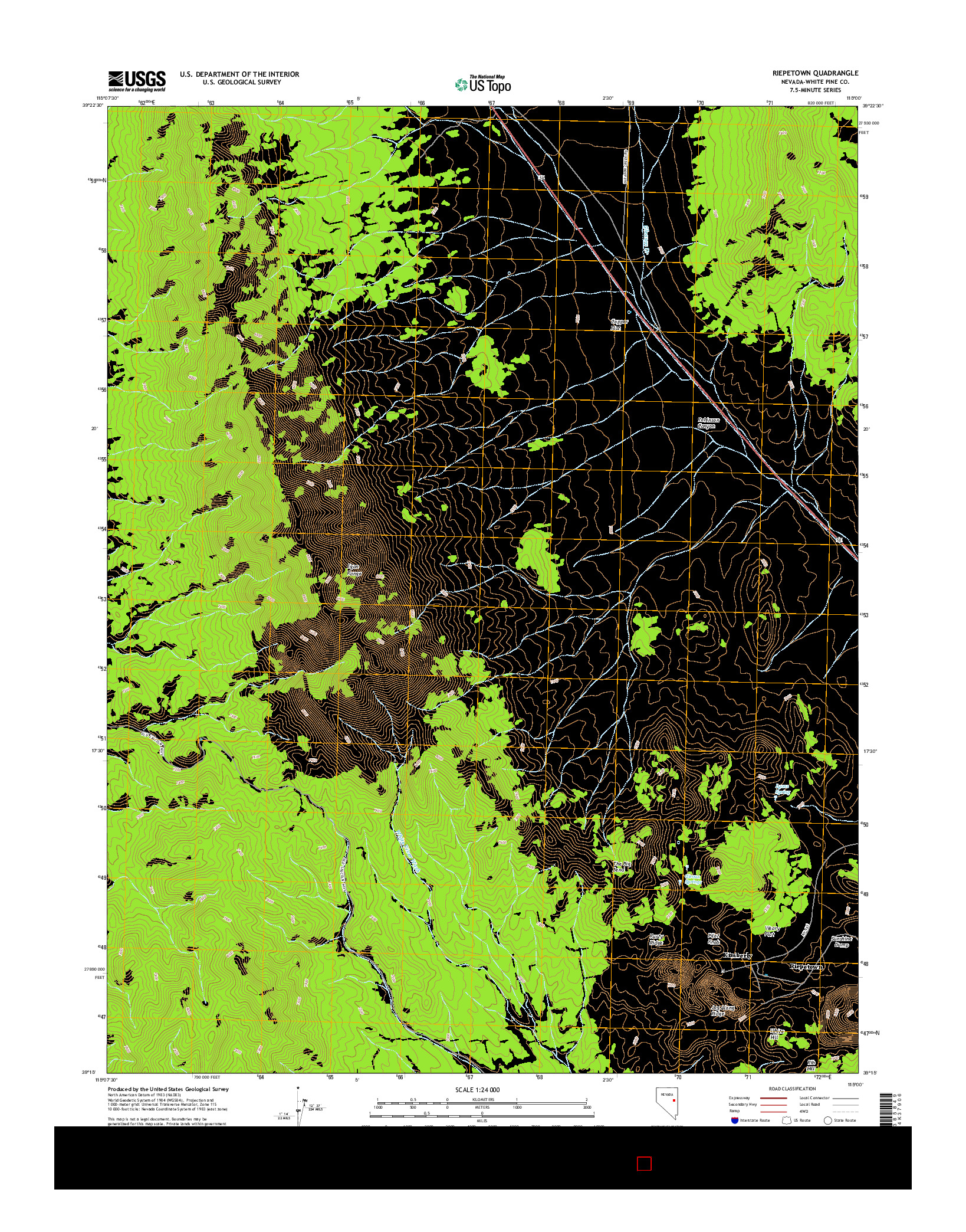 USGS US TOPO 7.5-MINUTE MAP FOR RIEPETOWN, NV 2014