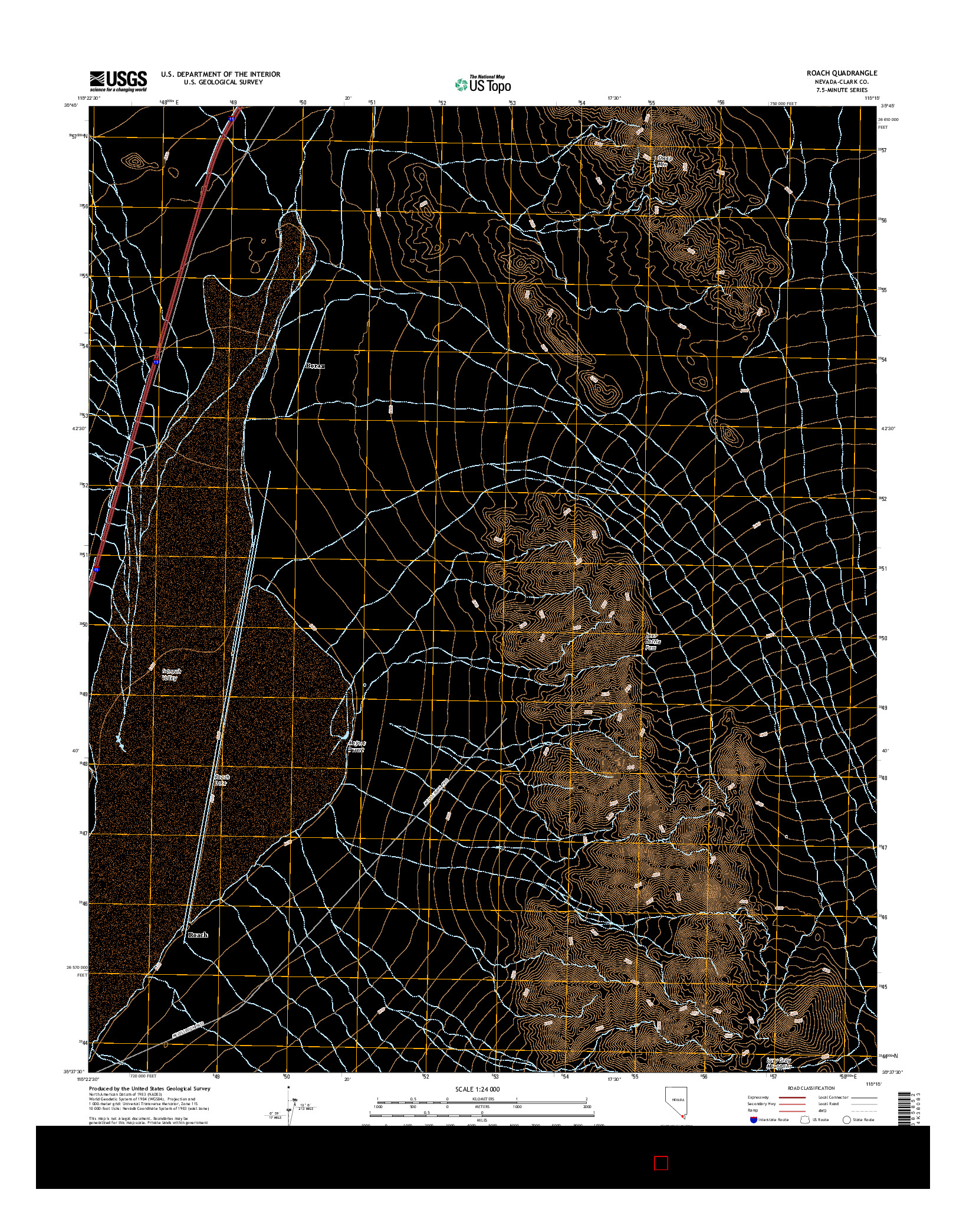 USGS US TOPO 7.5-MINUTE MAP FOR ROACH, NV 2014