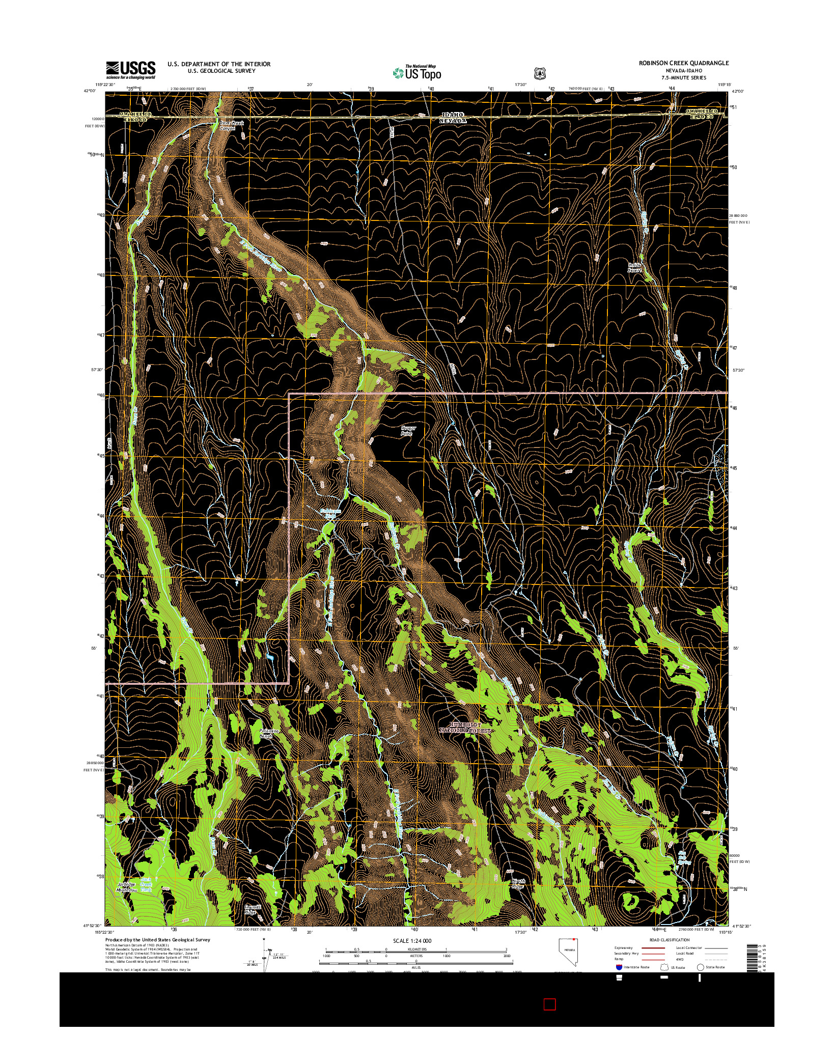 USGS US TOPO 7.5-MINUTE MAP FOR ROBINSON CREEK, NV-ID 2014