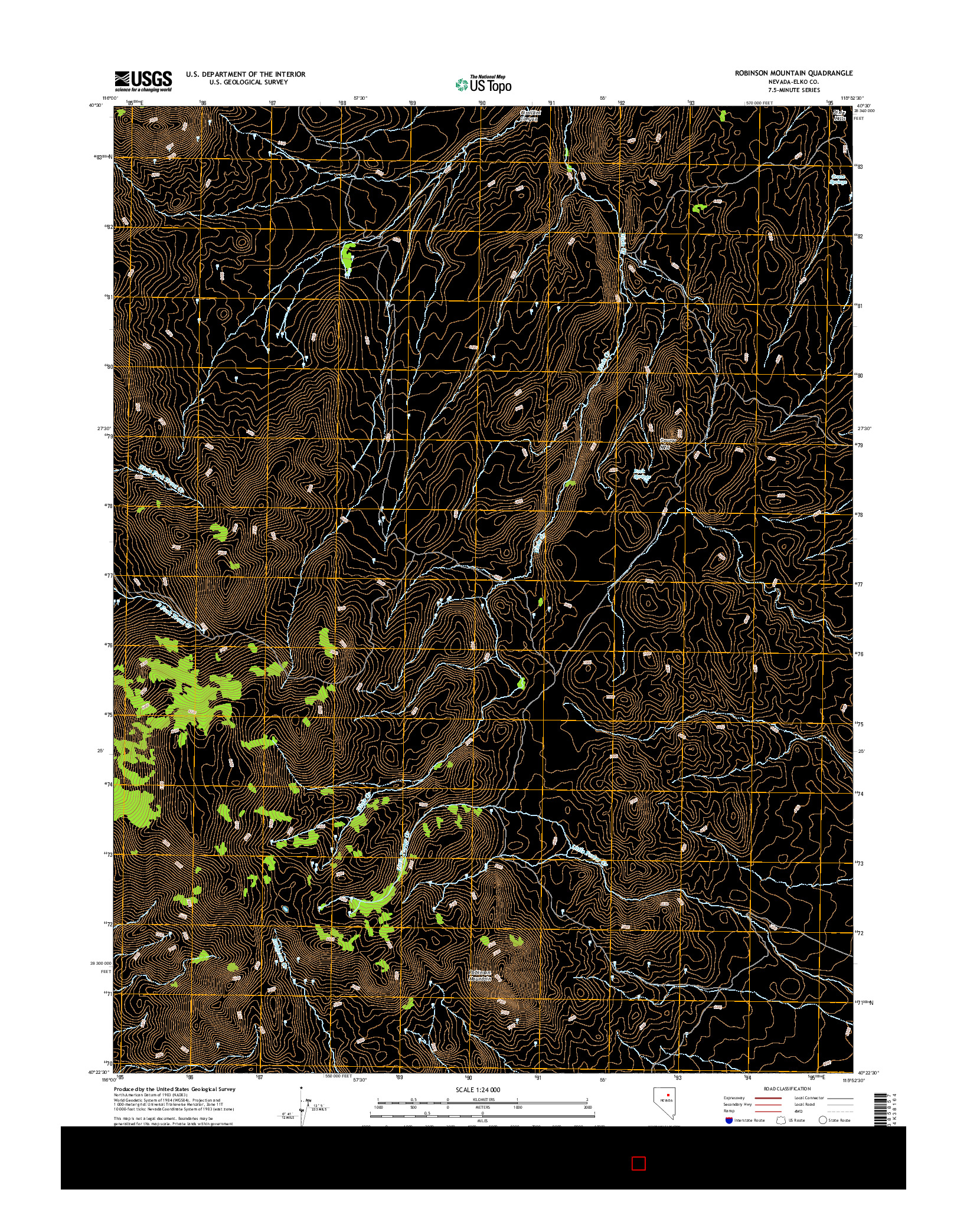 USGS US TOPO 7.5-MINUTE MAP FOR ROBINSON MOUNTAIN, NV 2014