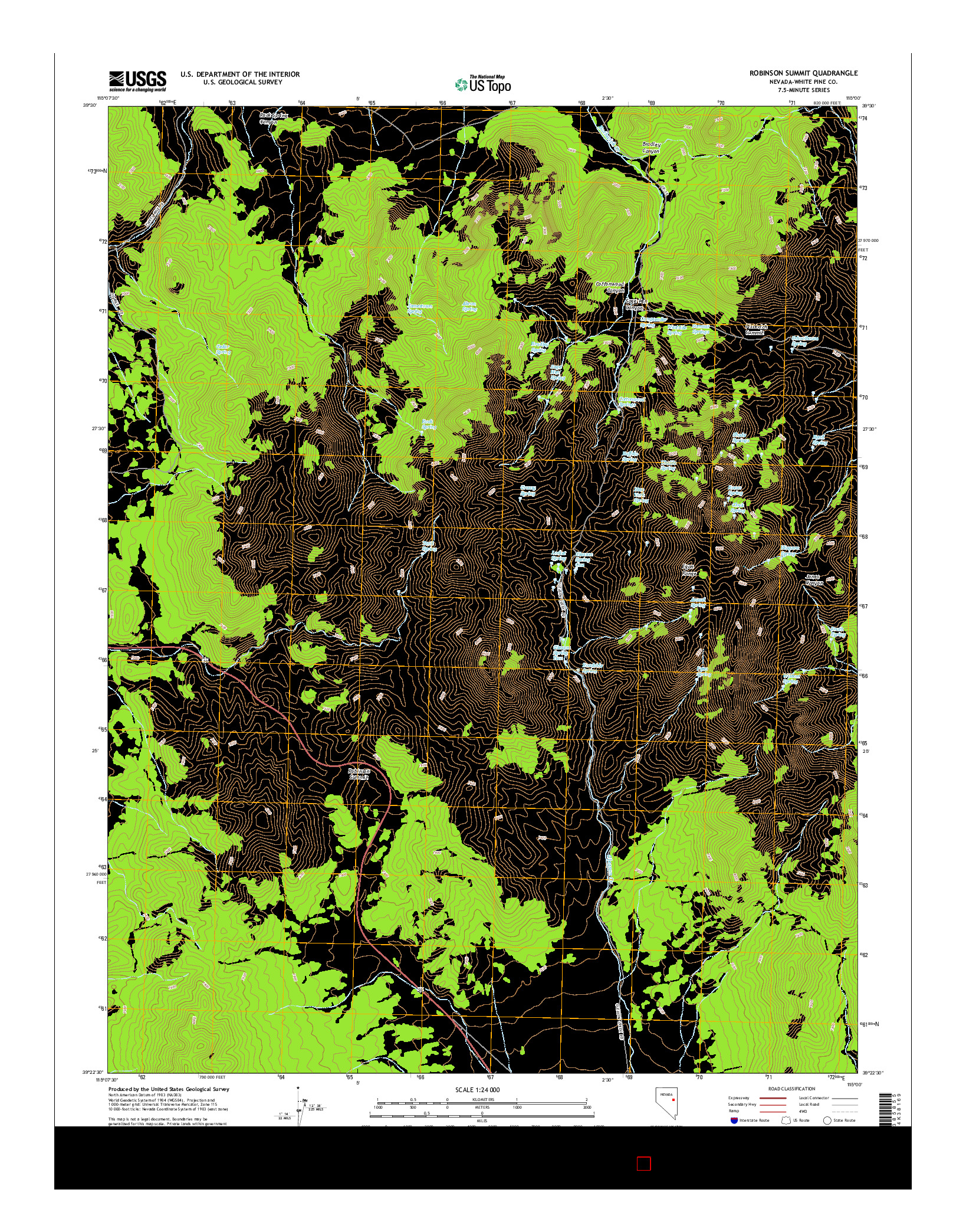 USGS US TOPO 7.5-MINUTE MAP FOR ROBINSON SUMMIT, NV 2014