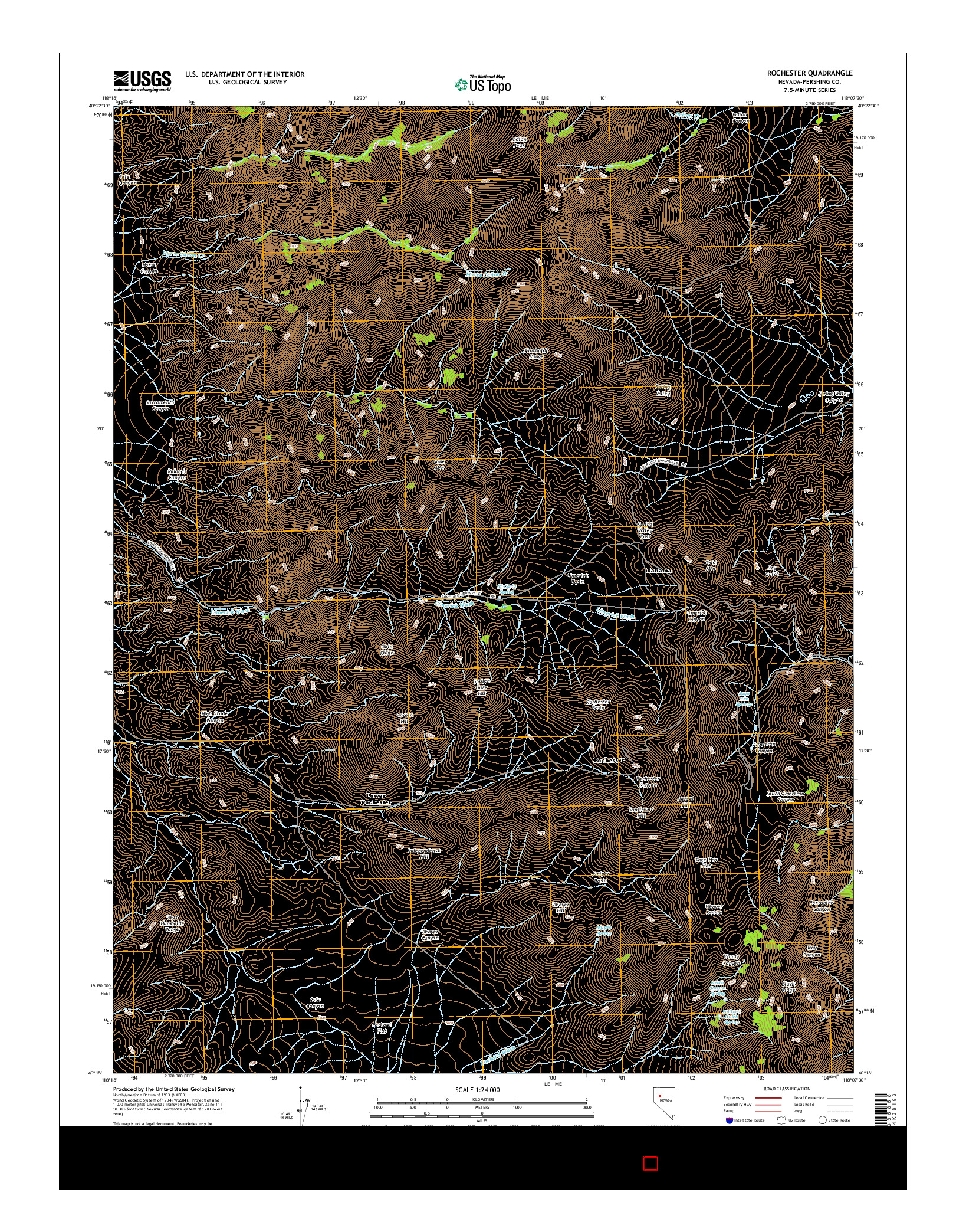 USGS US TOPO 7.5-MINUTE MAP FOR ROCHESTER, NV 2014