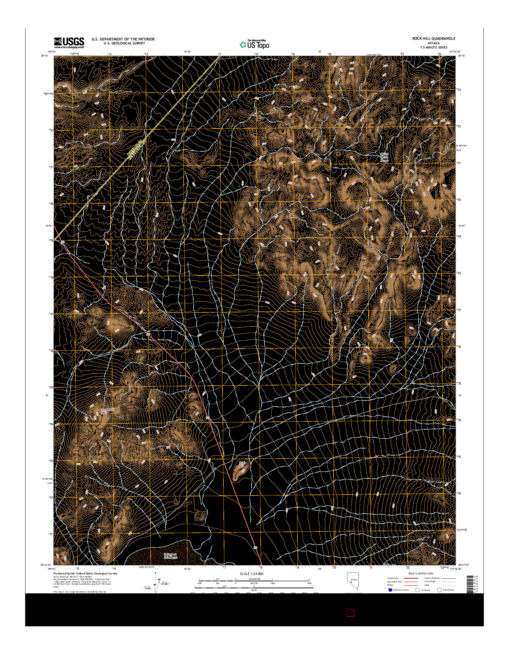 USGS US TOPO 7.5-MINUTE MAP FOR ROCK HILL, NV 2014