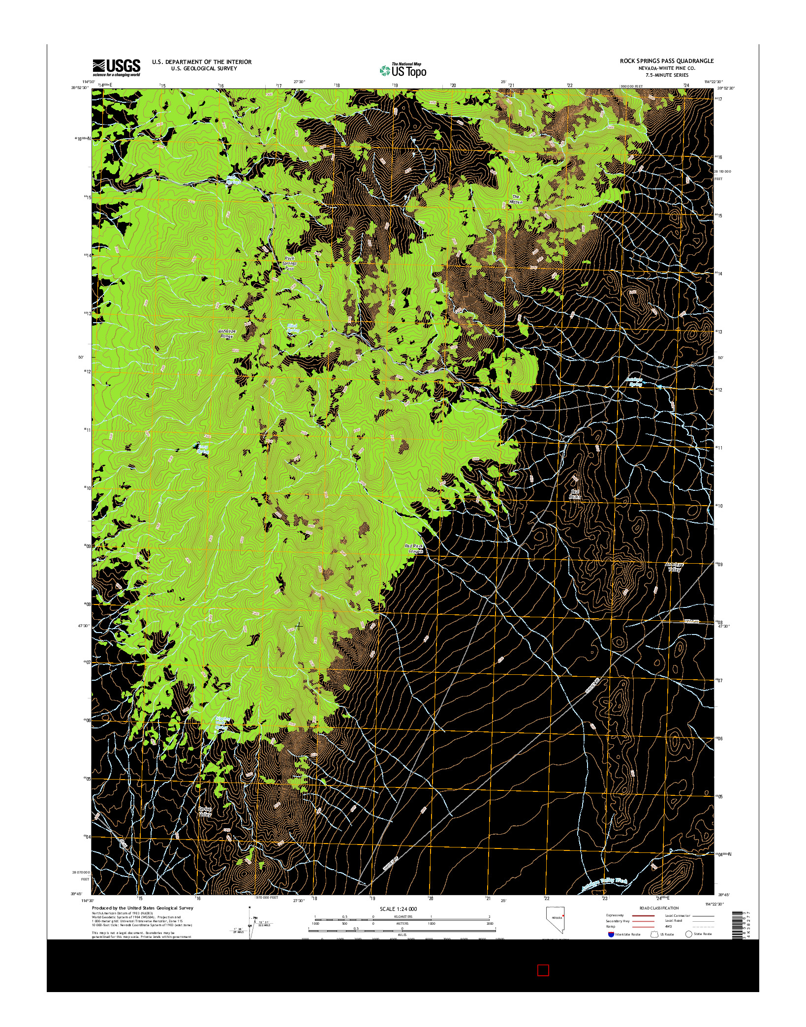 USGS US TOPO 7.5-MINUTE MAP FOR ROCK SPRINGS PASS, NV 2014