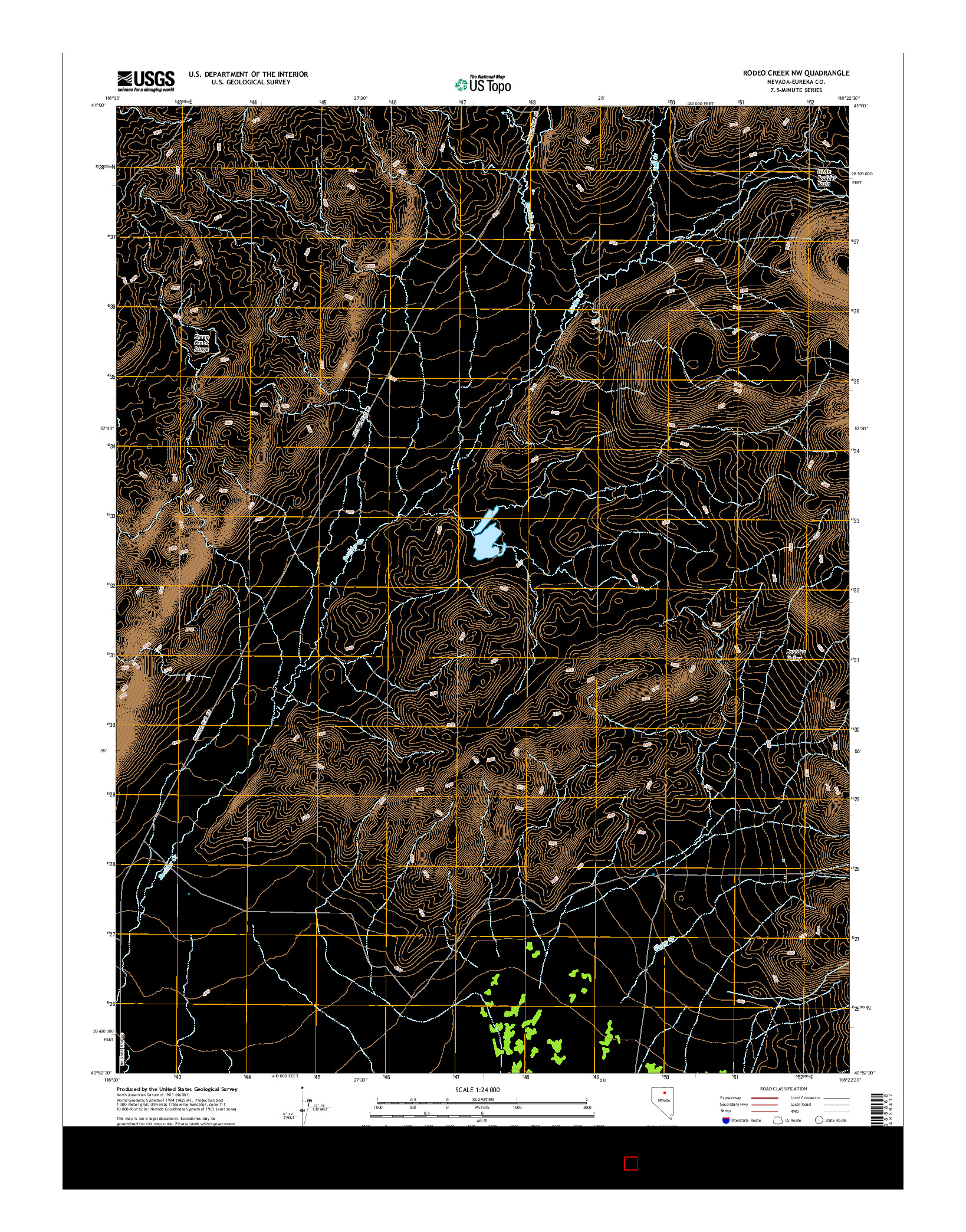 USGS US TOPO 7.5-MINUTE MAP FOR RODEO CREEK NW, NV 2014