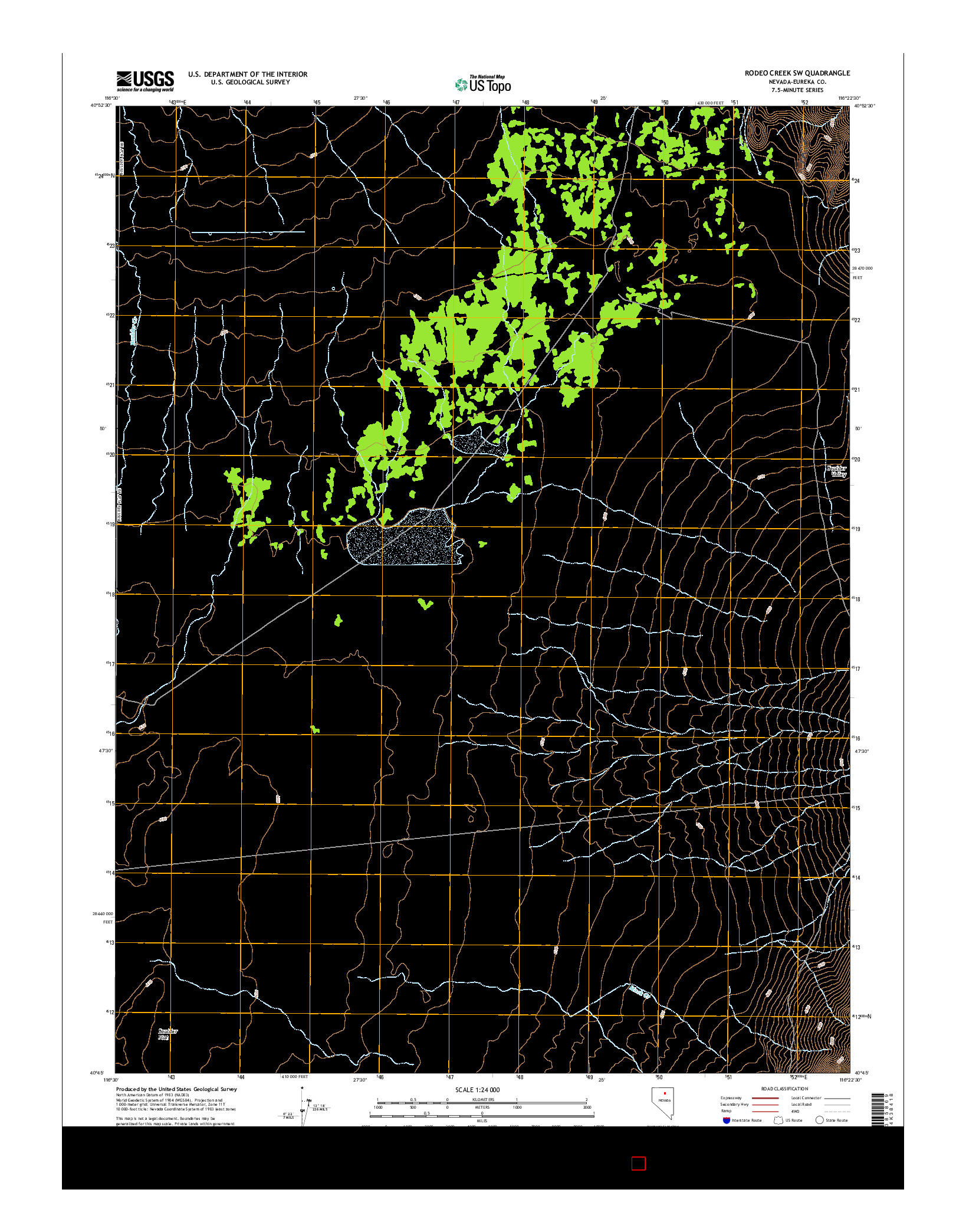 USGS US TOPO 7.5-MINUTE MAP FOR RODEO CREEK SW, NV 2014