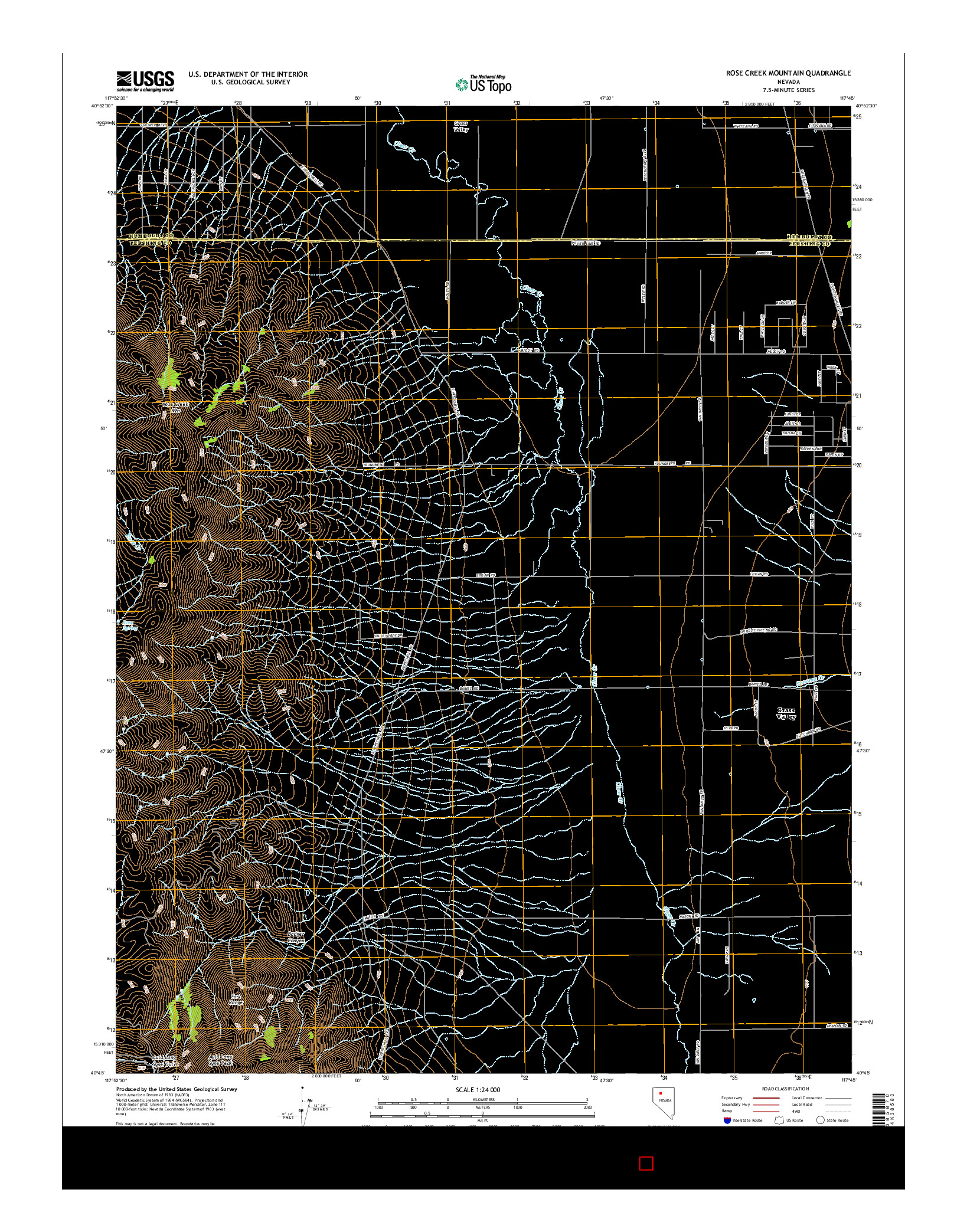 USGS US TOPO 7.5-MINUTE MAP FOR ROSE CREEK MOUNTAIN, NV 2014