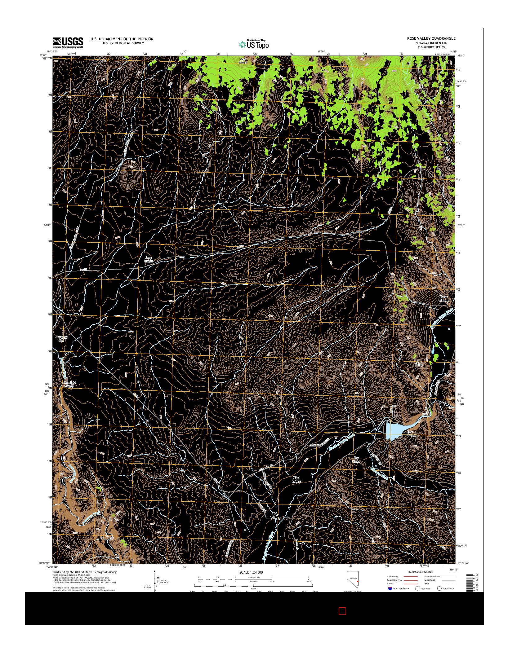 USGS US TOPO 7.5-MINUTE MAP FOR ROSE VALLEY, NV 2014