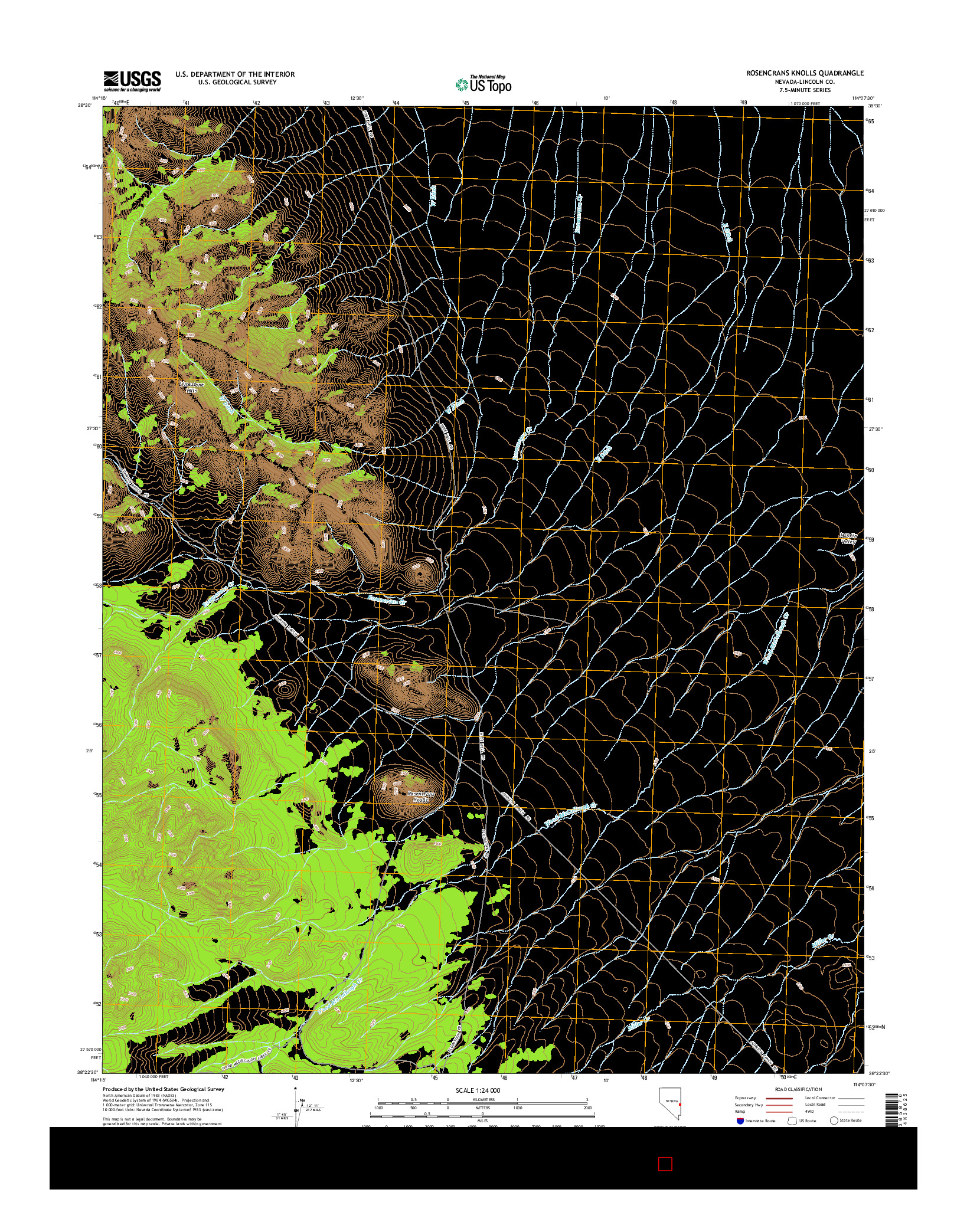USGS US TOPO 7.5-MINUTE MAP FOR ROSENCRANS KNOLLS, NV 2014