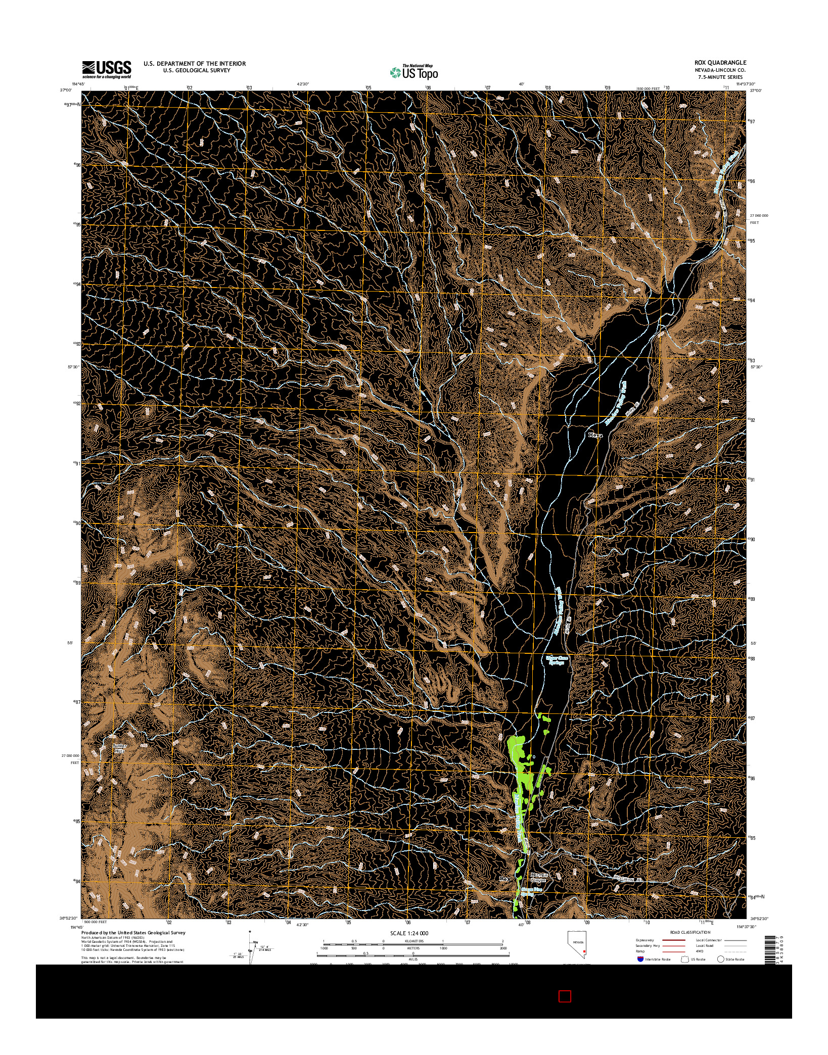 USGS US TOPO 7.5-MINUTE MAP FOR ROX, NV 2014