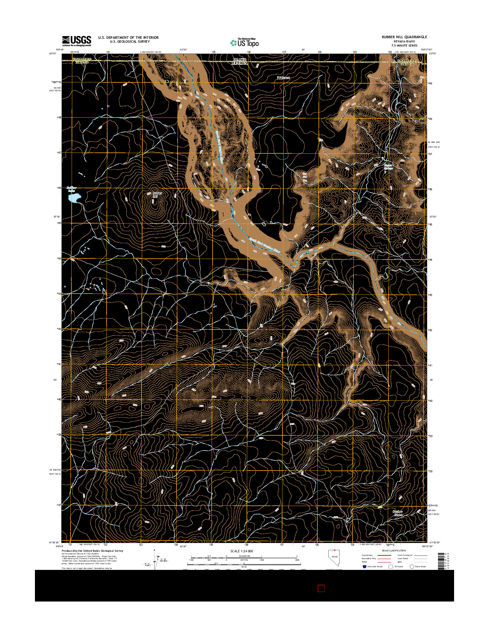 USGS US TOPO 7.5-MINUTE MAP FOR RUBBER HILL, NV-ID 2014