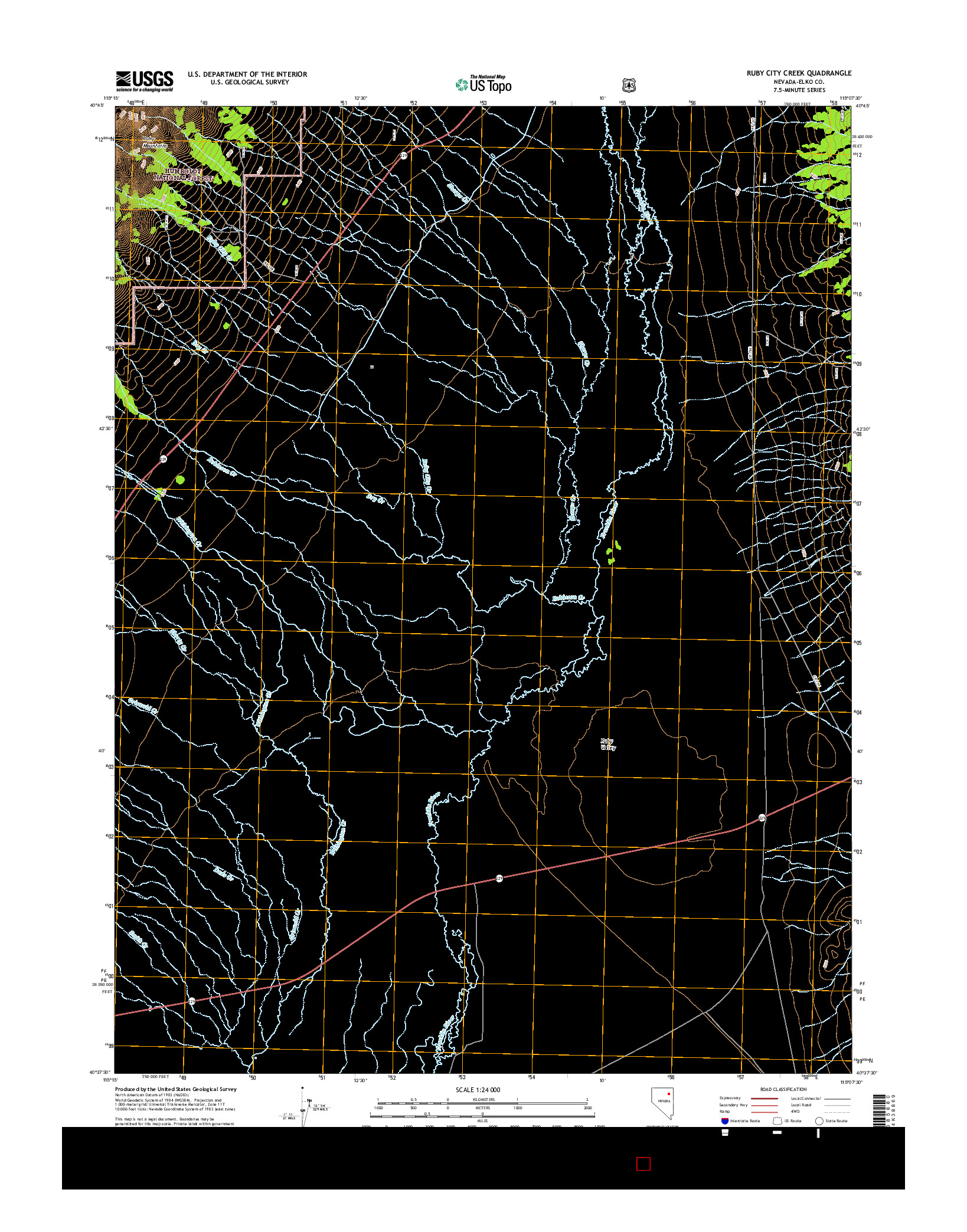 USGS US TOPO 7.5-MINUTE MAP FOR RUBY CITY CREEK, NV 2014