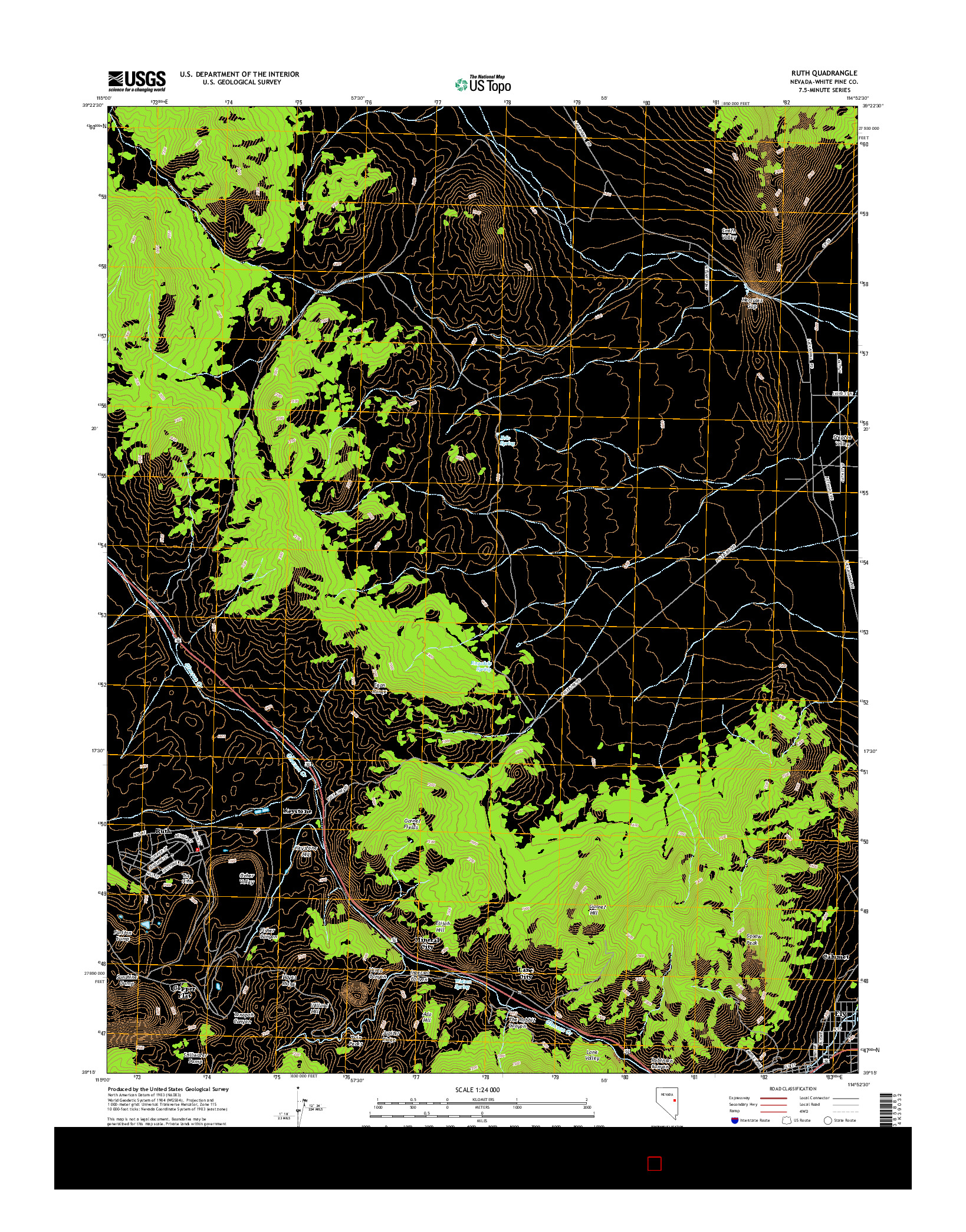 USGS US TOPO 7.5-MINUTE MAP FOR RUTH, NV 2014