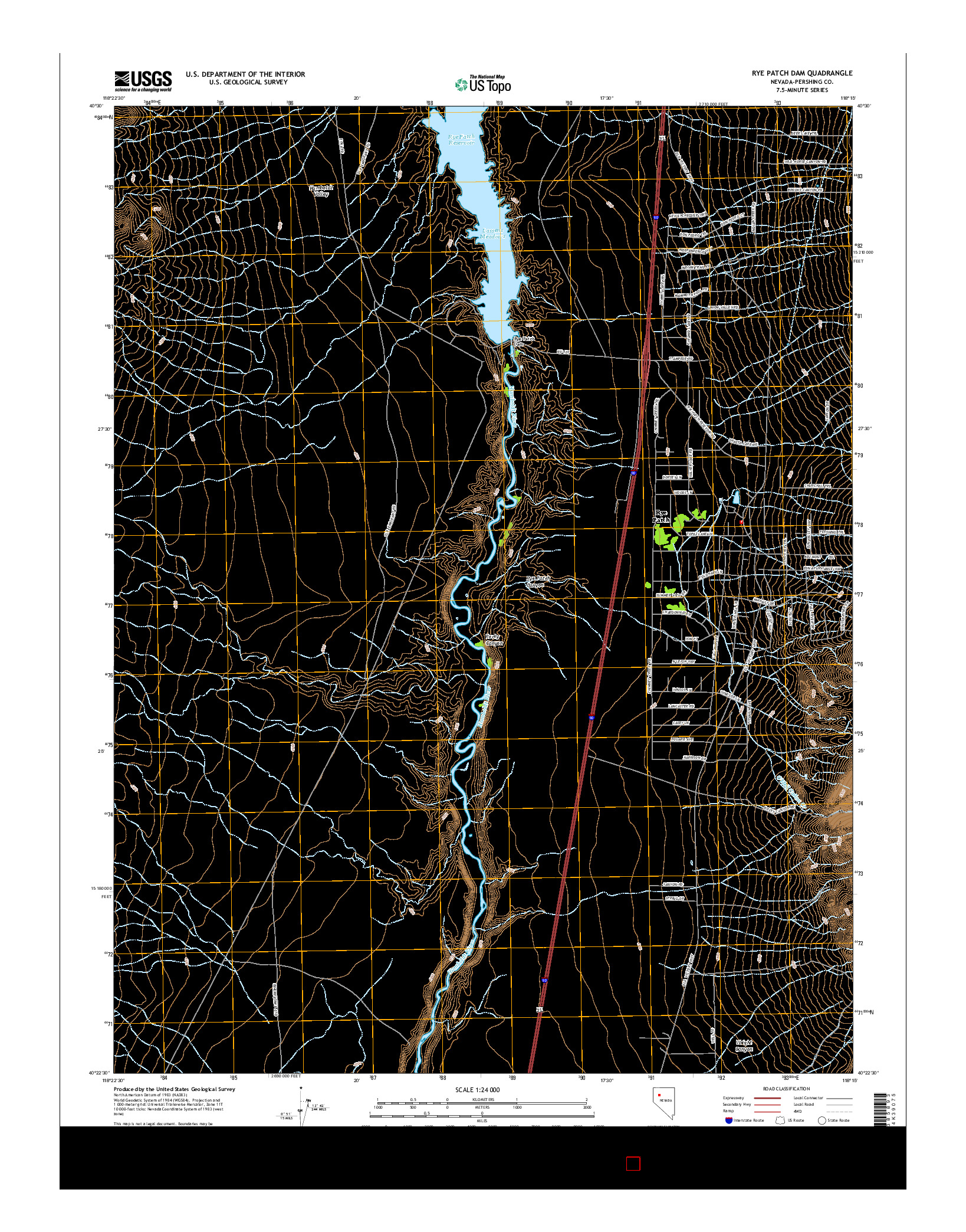 USGS US TOPO 7.5-MINUTE MAP FOR RYE PATCH DAM, NV 2014