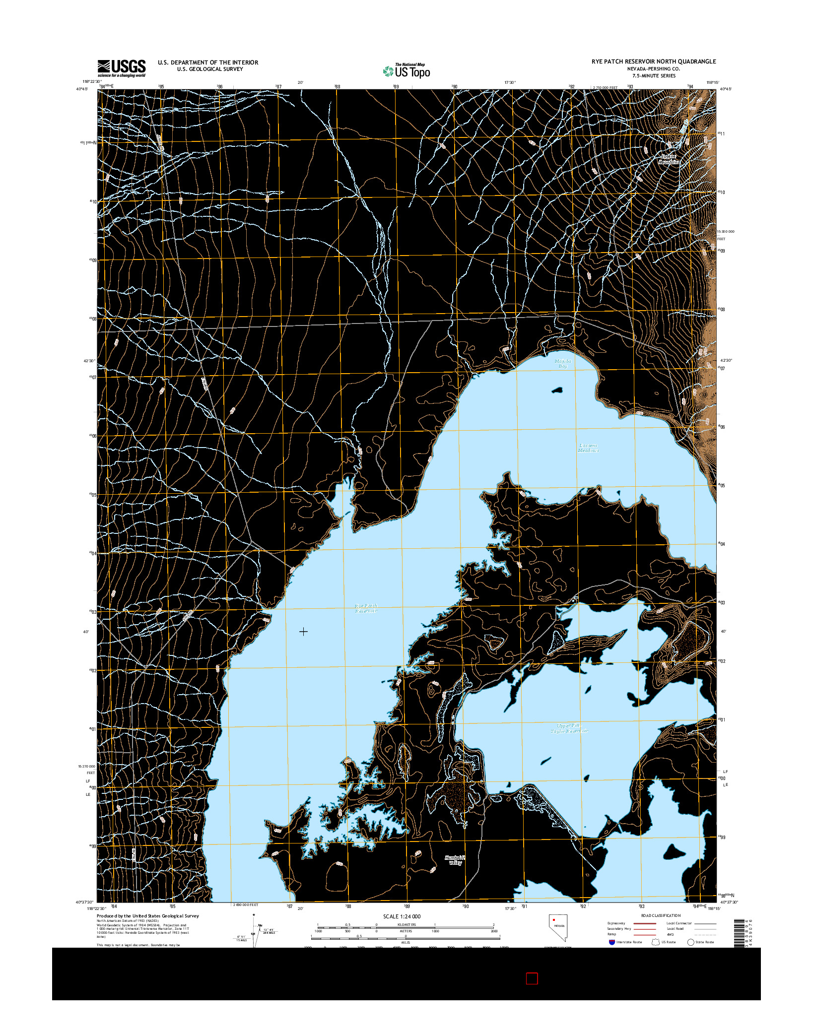 USGS US TOPO 7.5-MINUTE MAP FOR RYE PATCH RESERVOIR NORTH, NV 2014