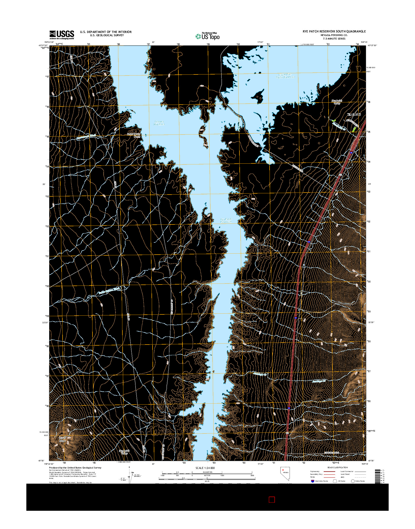 USGS US TOPO 7.5-MINUTE MAP FOR RYE PATCH RESERVOIR SOUTH, NV 2014