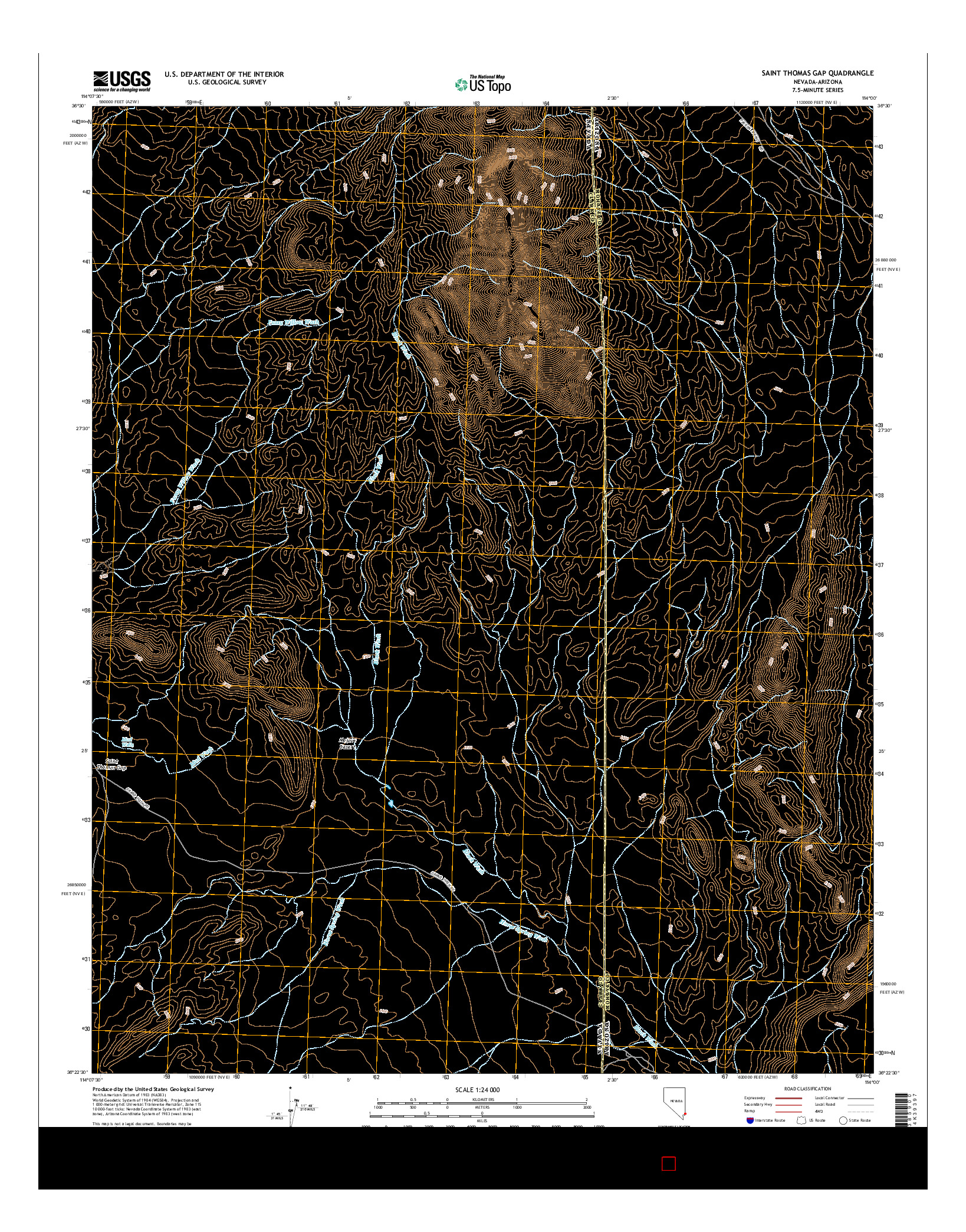 USGS US TOPO 7.5-MINUTE MAP FOR SAINT THOMAS GAP, NV-AZ 2014