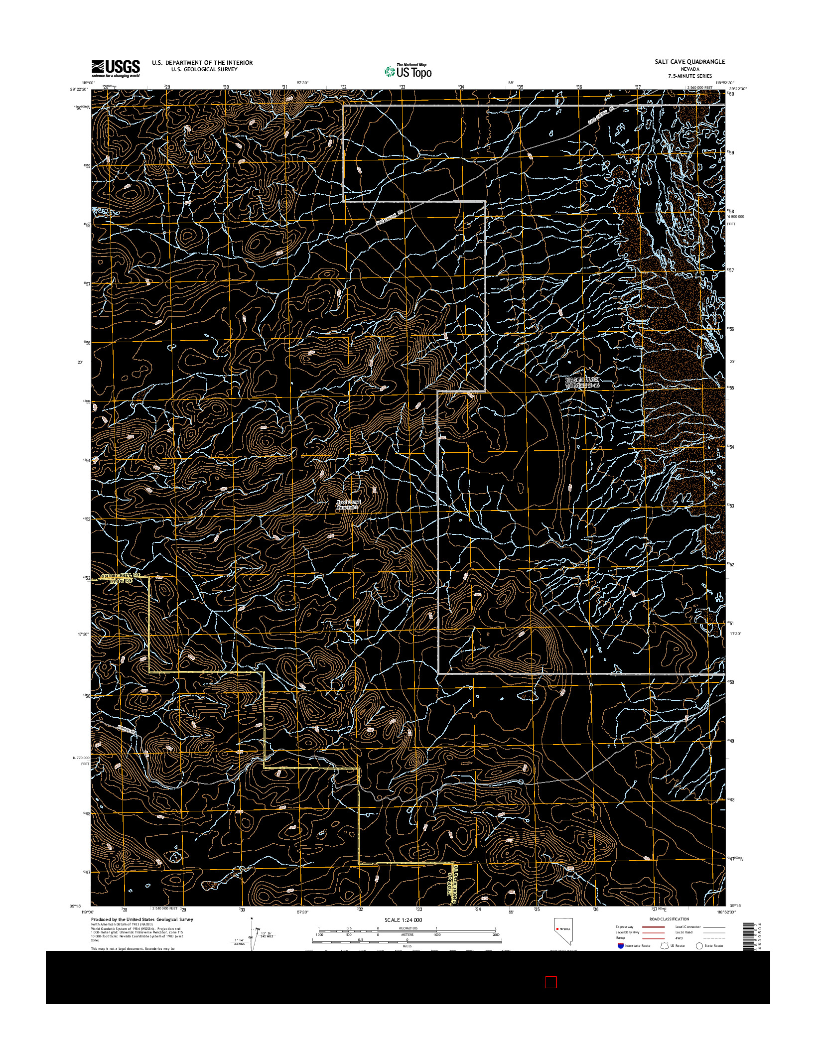 USGS US TOPO 7.5-MINUTE MAP FOR SALT CAVE, NV 2014