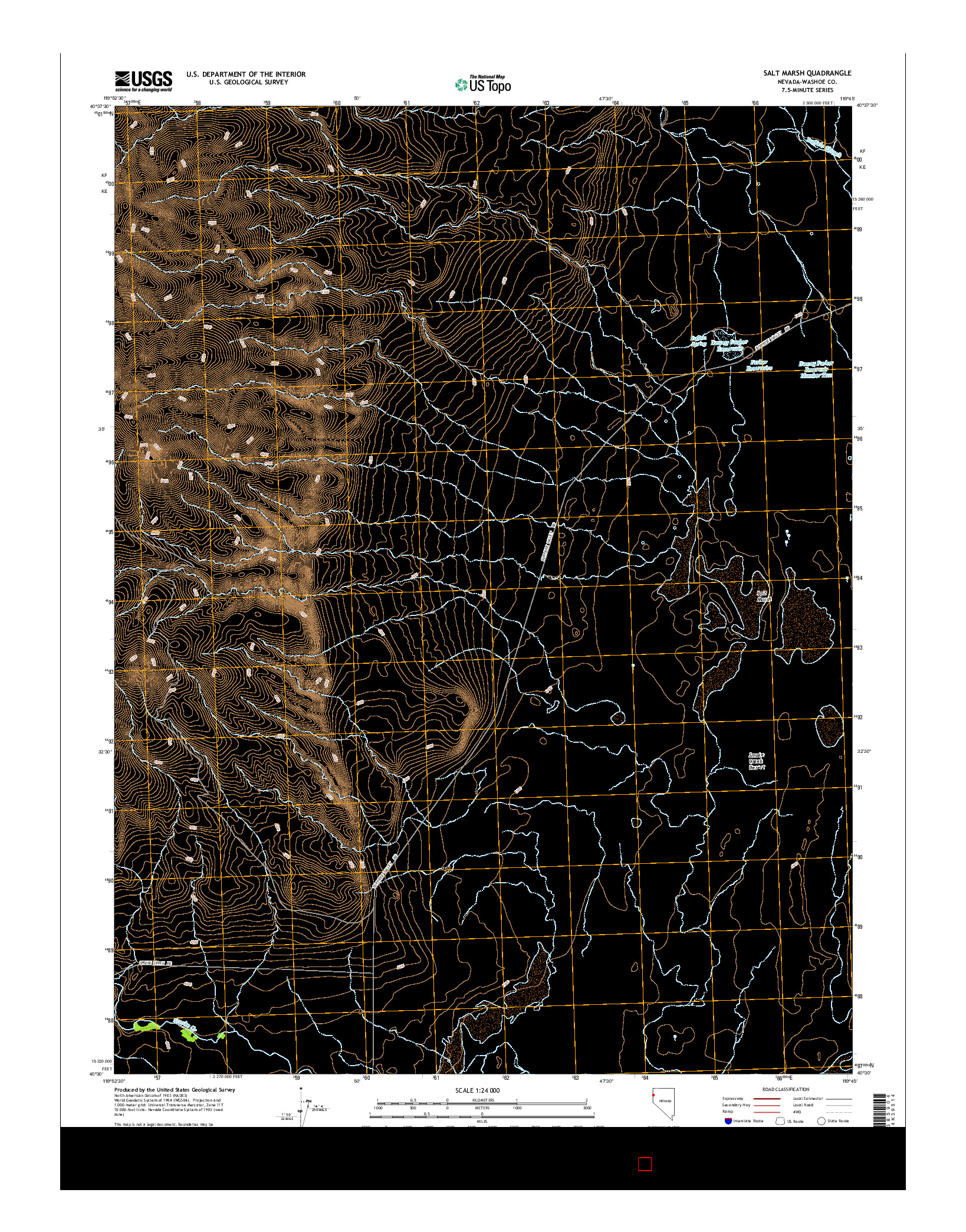 USGS US TOPO 7.5-MINUTE MAP FOR SALT MARSH, NV 2014