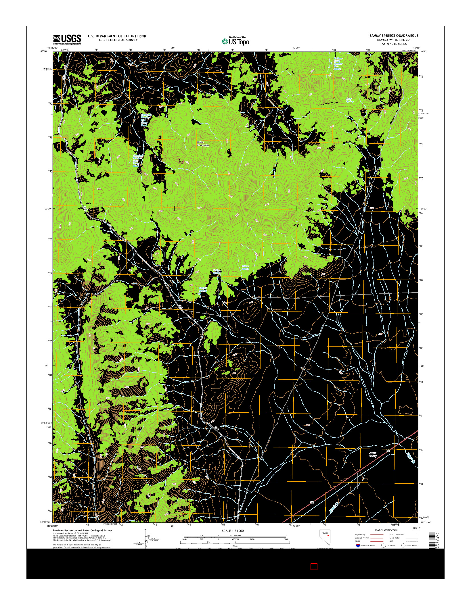 USGS US TOPO 7.5-MINUTE MAP FOR SAMMY SPRINGS, NV 2014