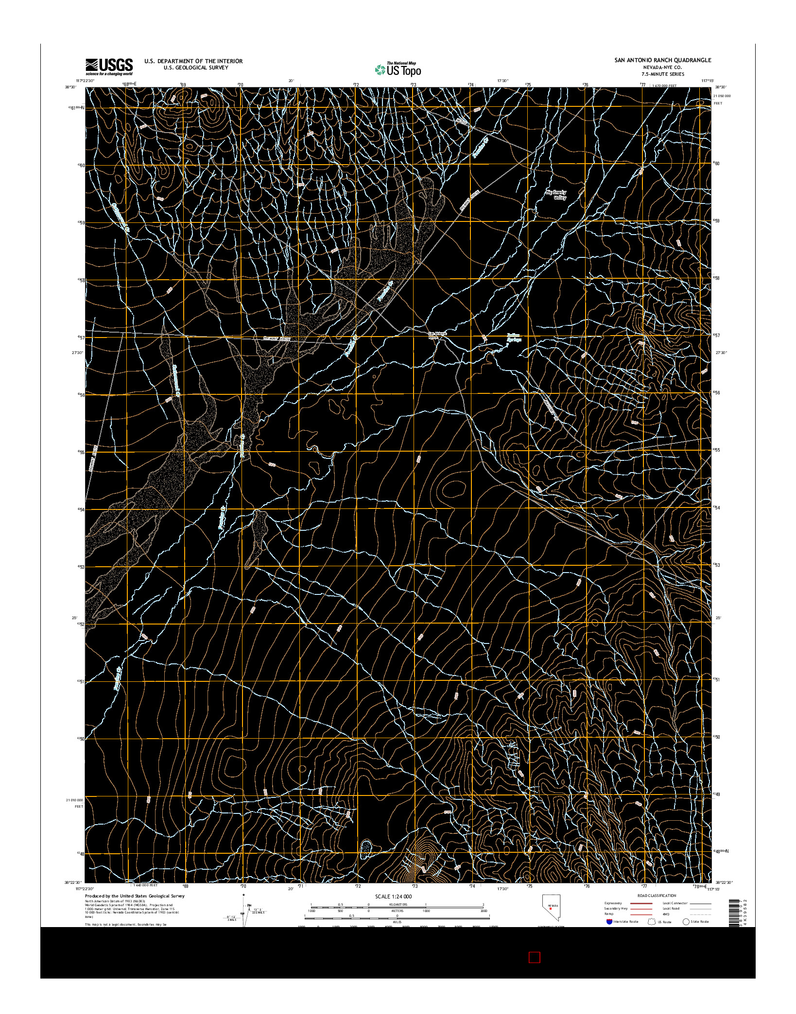 USGS US TOPO 7.5-MINUTE MAP FOR SAN ANTONIO RANCH, NV 2014