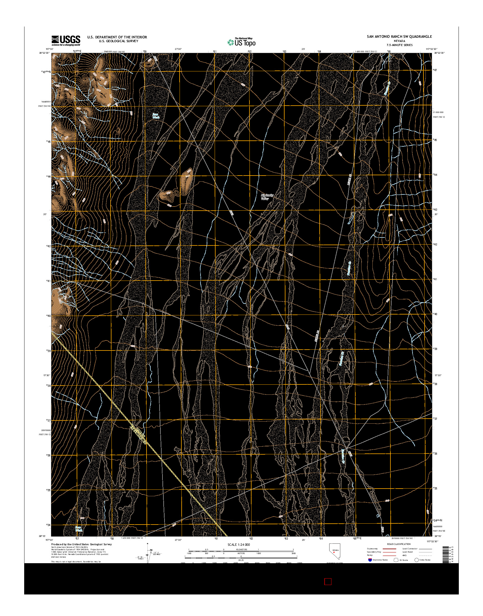 USGS US TOPO 7.5-MINUTE MAP FOR SAN ANTONIO RANCH SW, NV 2014