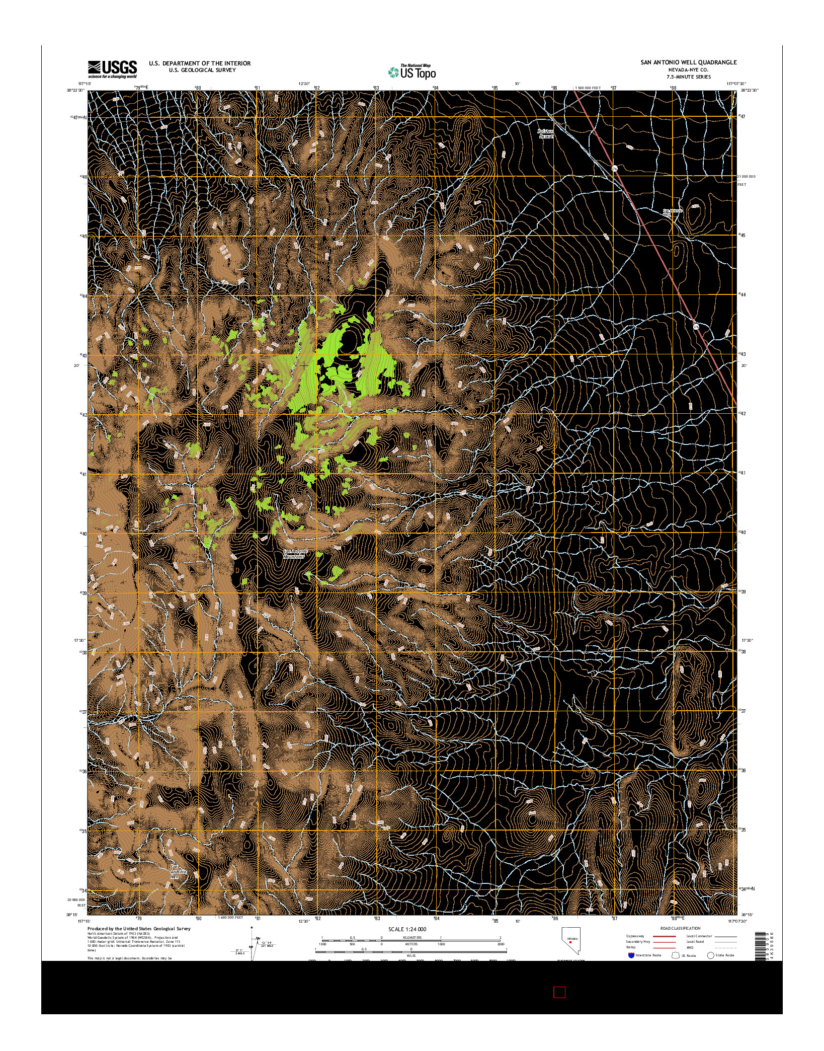 USGS US TOPO 7.5-MINUTE MAP FOR SAN ANTONIO WELL, NV 2014