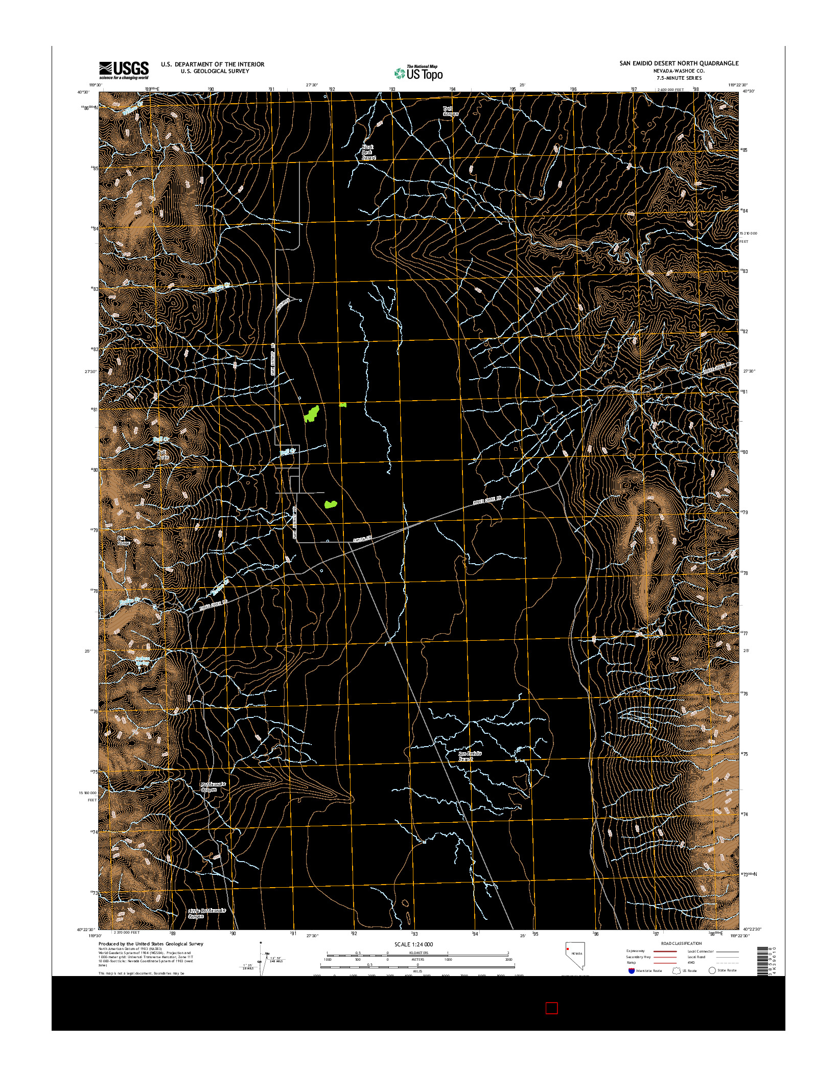 USGS US TOPO 7.5-MINUTE MAP FOR SAN EMIDIO DESERT NORTH, NV 2014