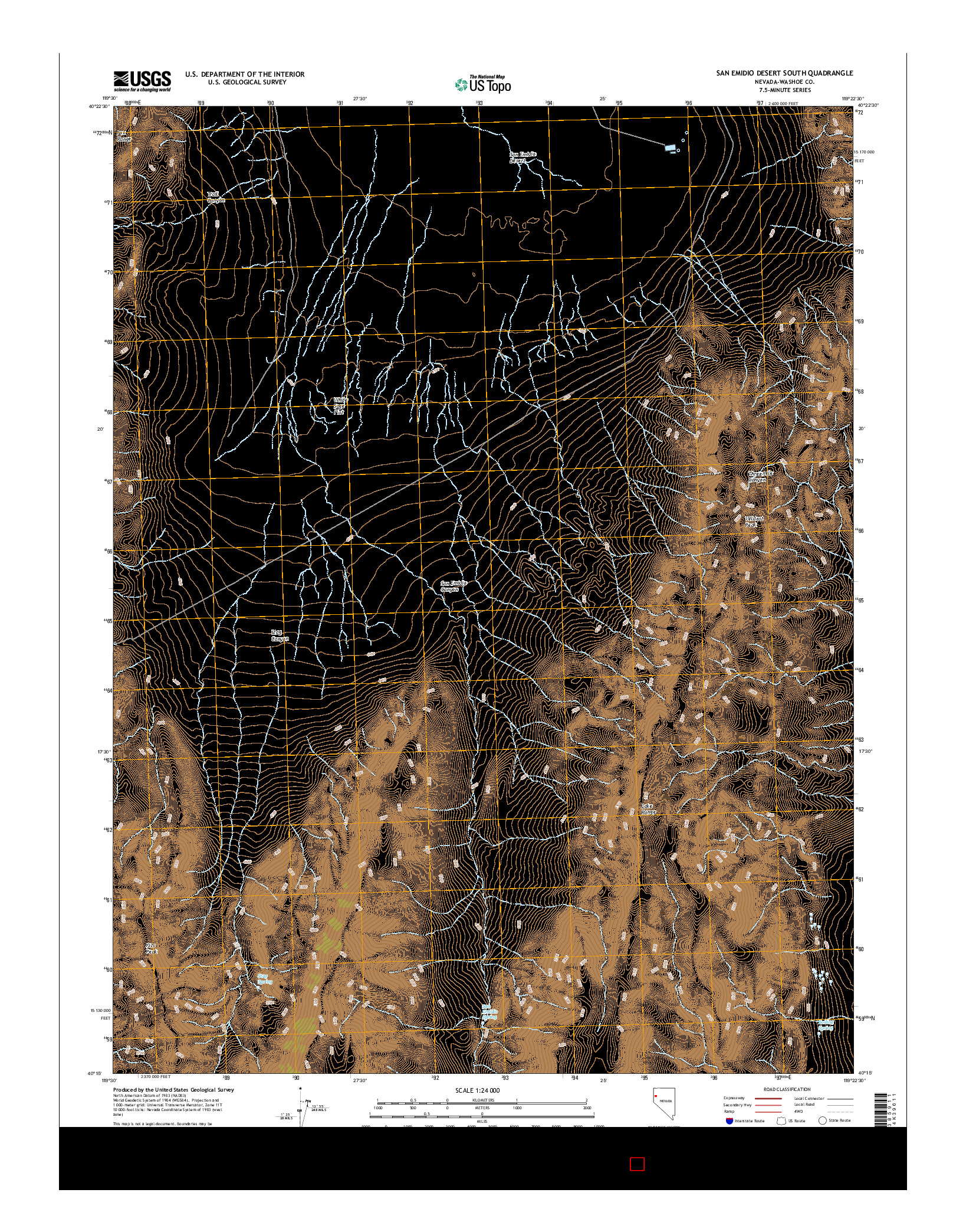USGS US TOPO 7.5-MINUTE MAP FOR SAN EMIDIO DESERT SOUTH, NV 2014