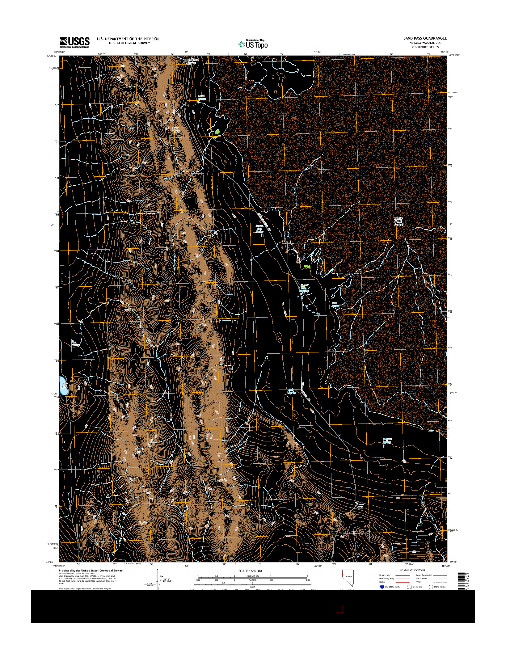 USGS US TOPO 7.5-MINUTE MAP FOR SAND PASS, NV 2014