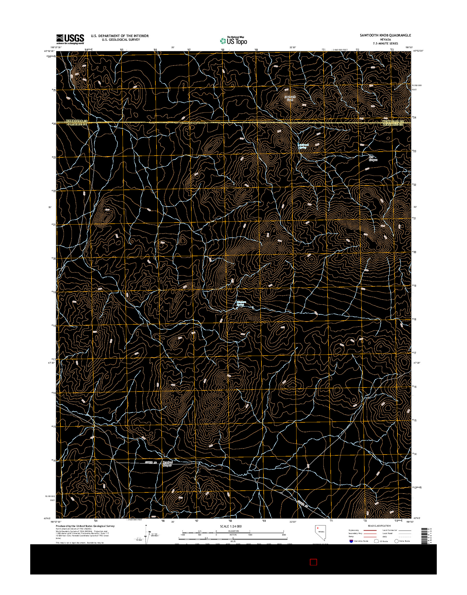 USGS US TOPO 7.5-MINUTE MAP FOR SAWTOOTH KNOB, NV 2014