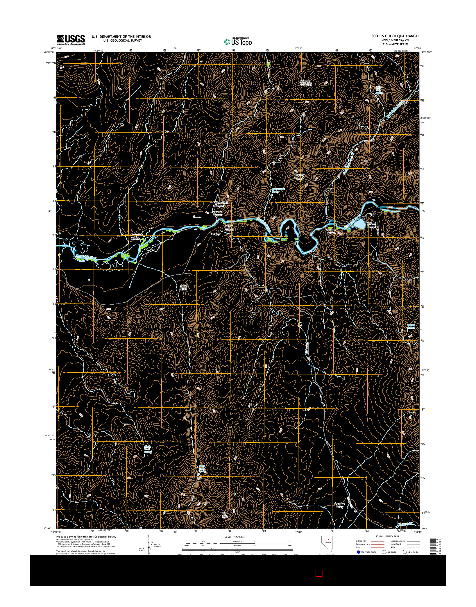 USGS US TOPO 7.5-MINUTE MAP FOR SCOTTS GULCH, NV 2014