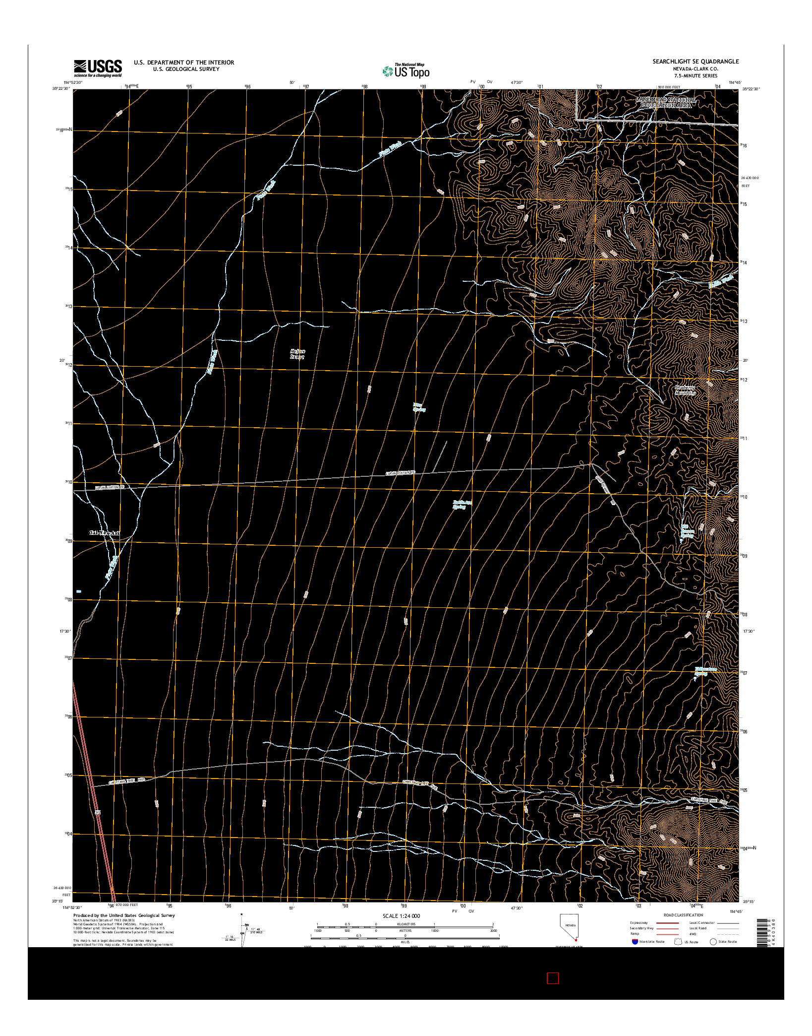 USGS US TOPO 7.5-MINUTE MAP FOR SEARCHLIGHT SE, NV 2014
