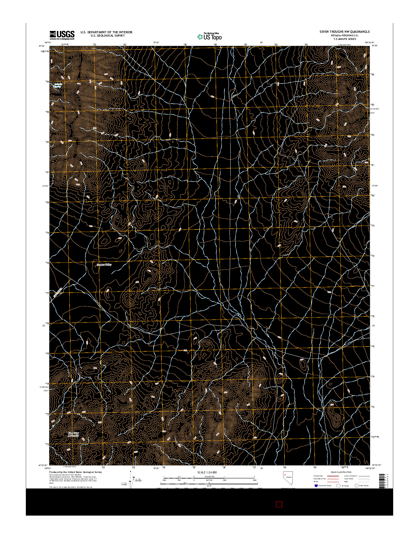 USGS US TOPO 7.5-MINUTE MAP FOR SEVEN TROUGHS NW, NV 2014