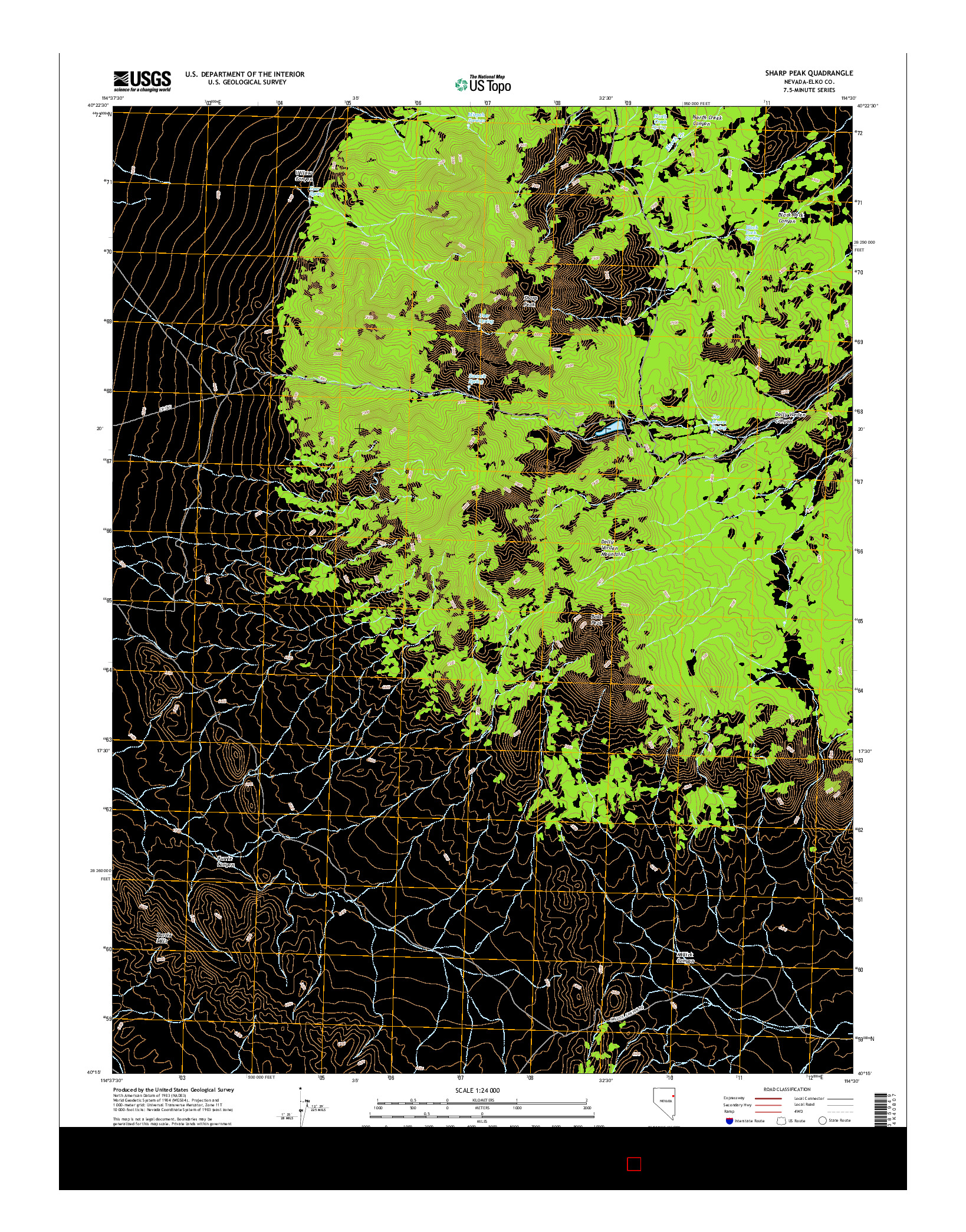 USGS US TOPO 7.5-MINUTE MAP FOR SHARP PEAK, NV 2014