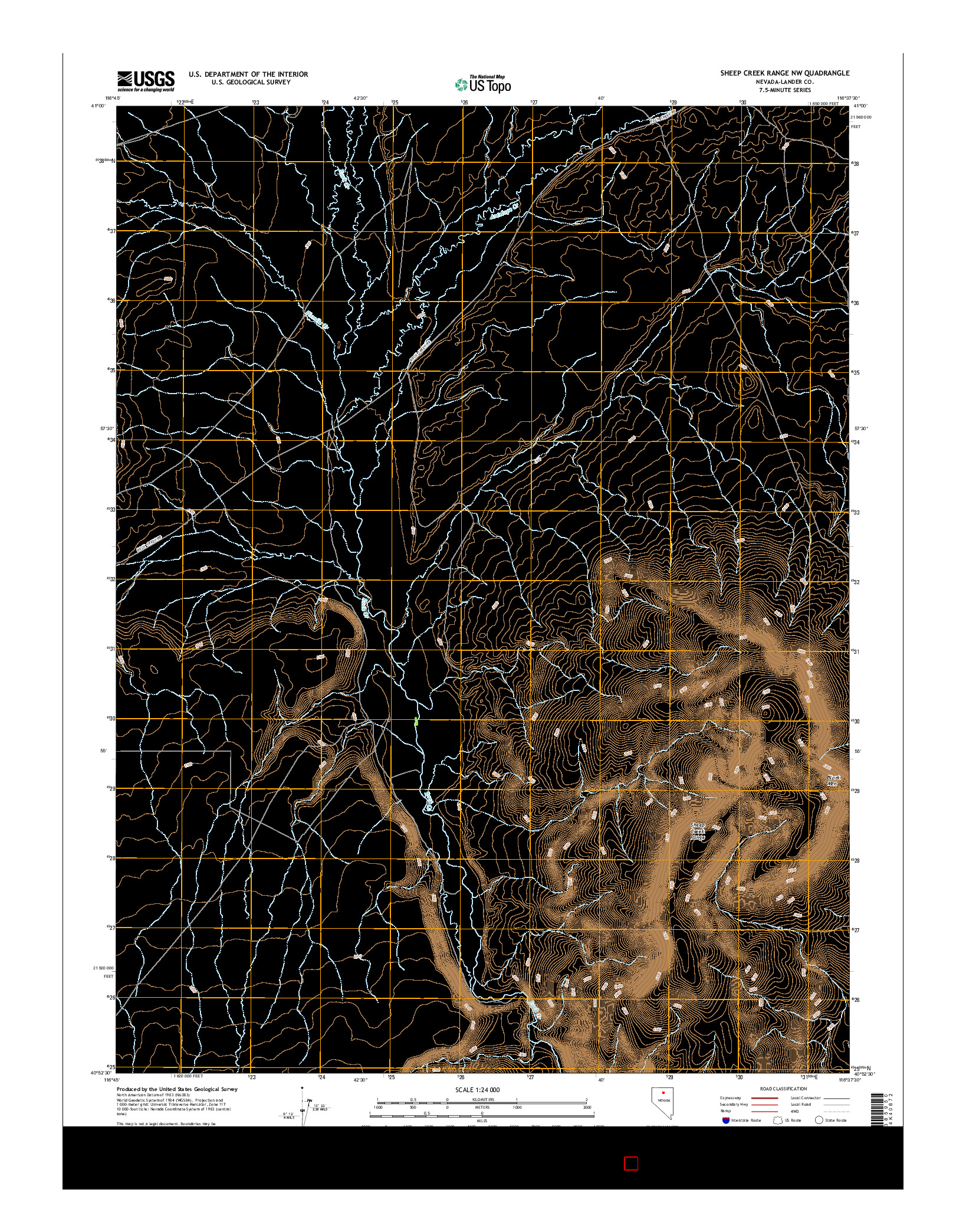 USGS US TOPO 7.5-MINUTE MAP FOR SHEEP CREEK RANGE NW, NV 2014