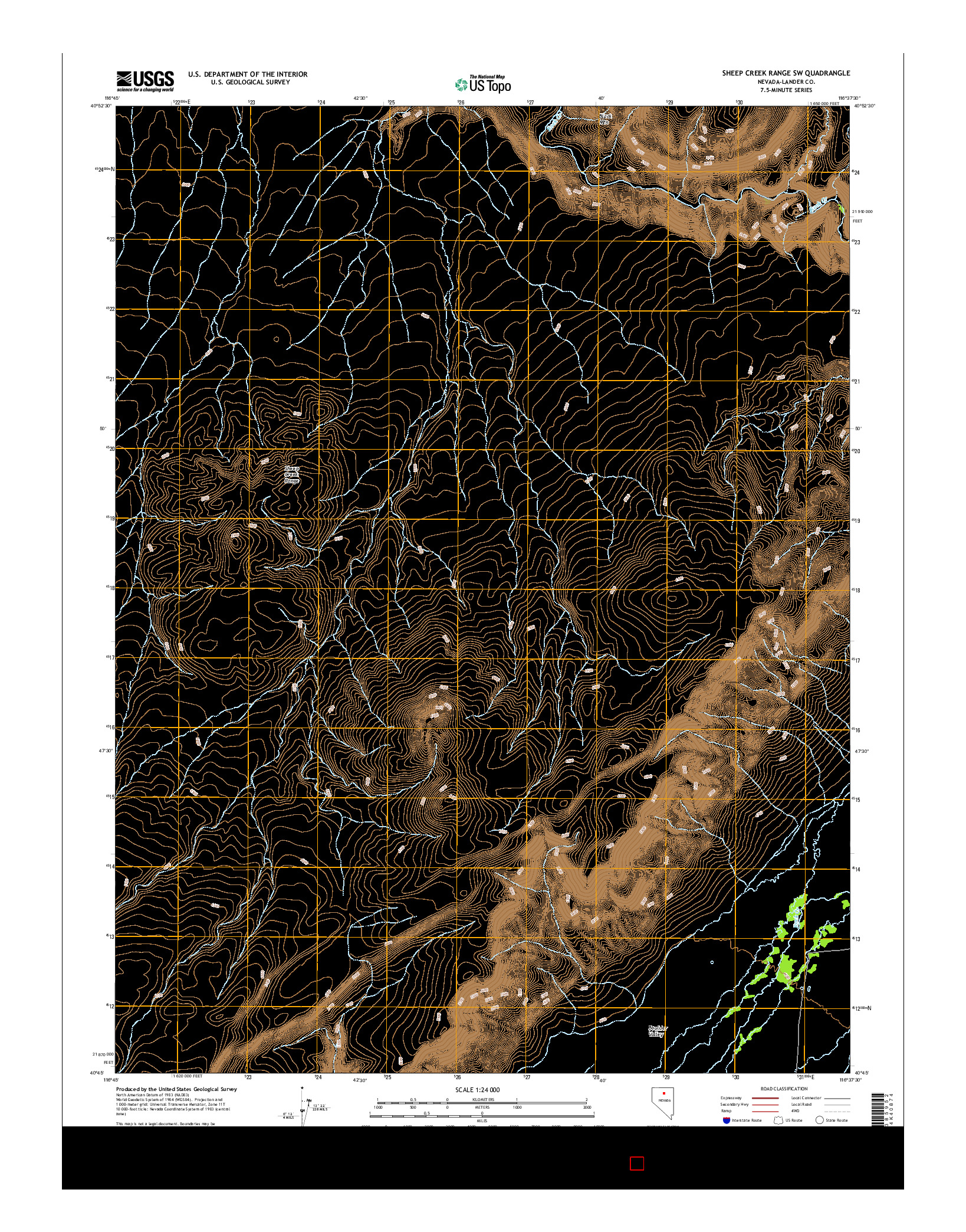 USGS US TOPO 7.5-MINUTE MAP FOR SHEEP CREEK RANGE SW, NV 2014