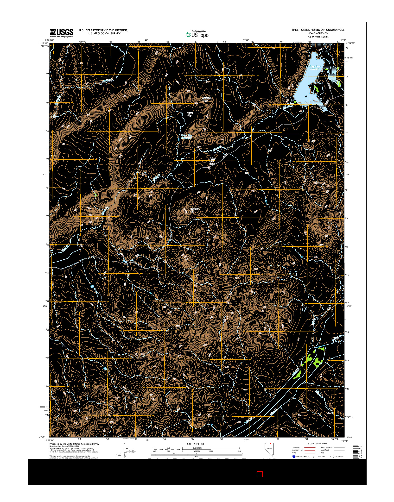 USGS US TOPO 7.5-MINUTE MAP FOR SHEEP CREEK RESERVOIR, NV 2014