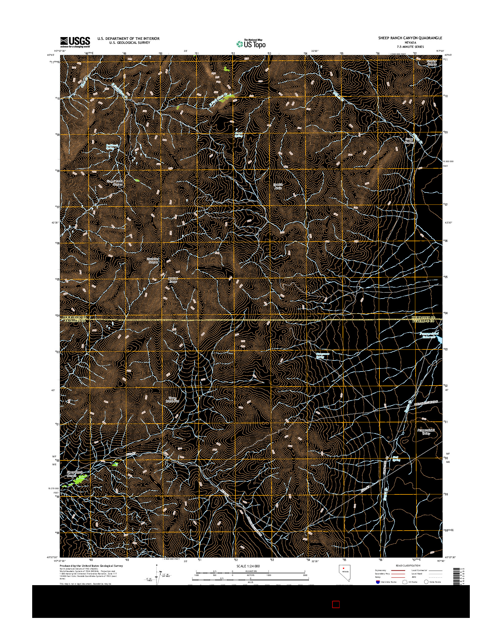 USGS US TOPO 7.5-MINUTE MAP FOR SHEEP RANCH CANYON, NV 2014