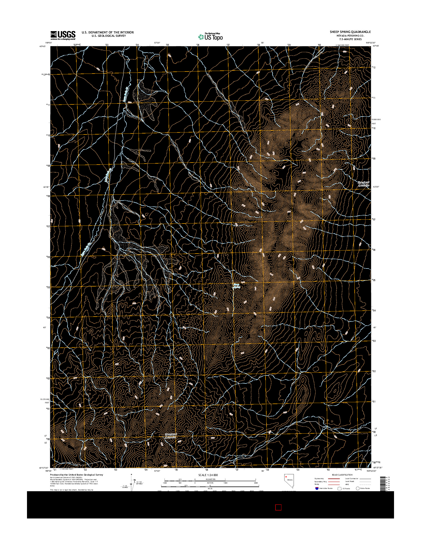 USGS US TOPO 7.5-MINUTE MAP FOR SHEEP SPRING, NV 2014