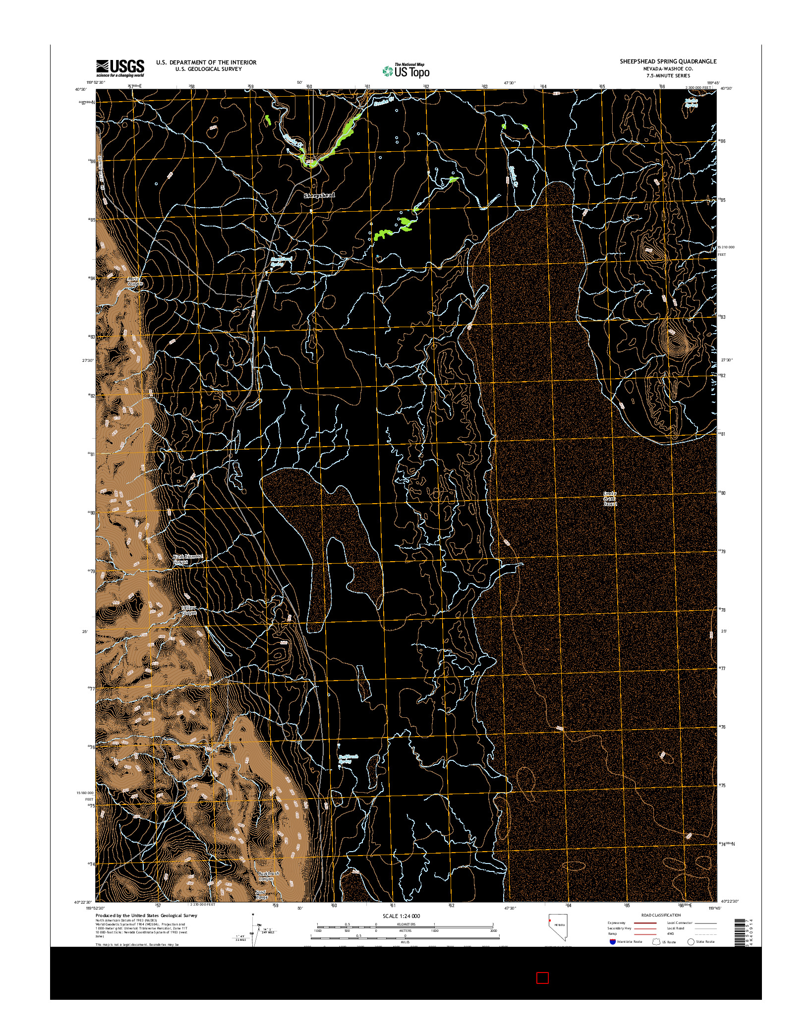 USGS US TOPO 7.5-MINUTE MAP FOR SHEEPSHEAD SPRING, NV 2014