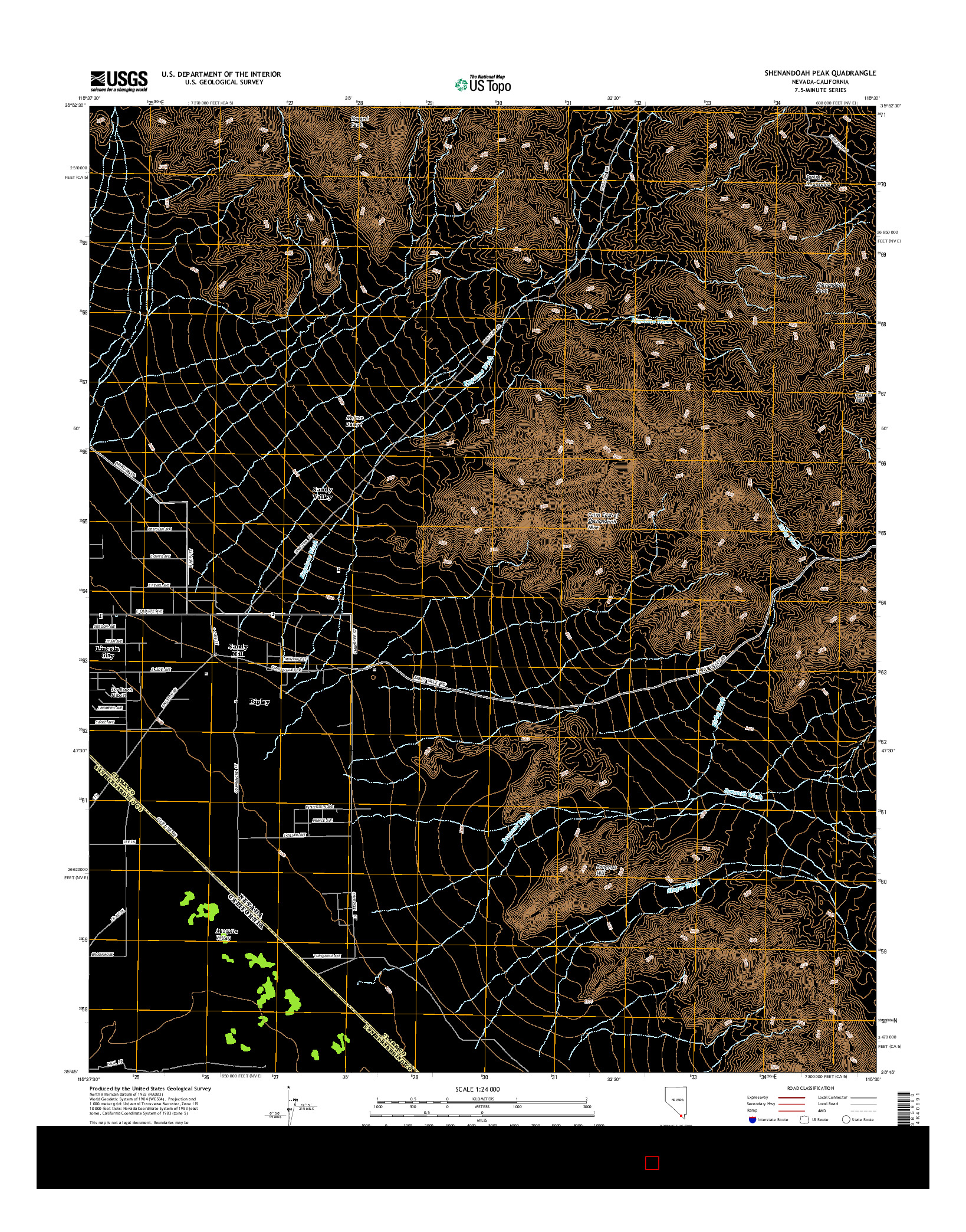 USGS US TOPO 7.5-MINUTE MAP FOR SHENANDOAH PEAK, NV-CA 2014