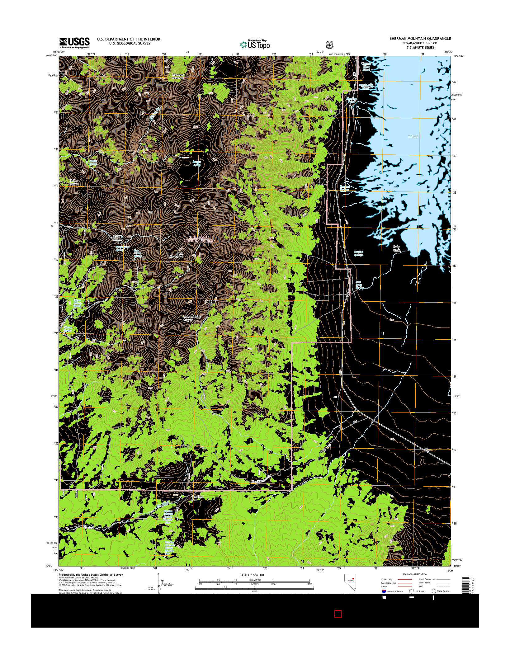 USGS US TOPO 7.5-MINUTE MAP FOR SHERMAN MOUNTAIN, NV 2014