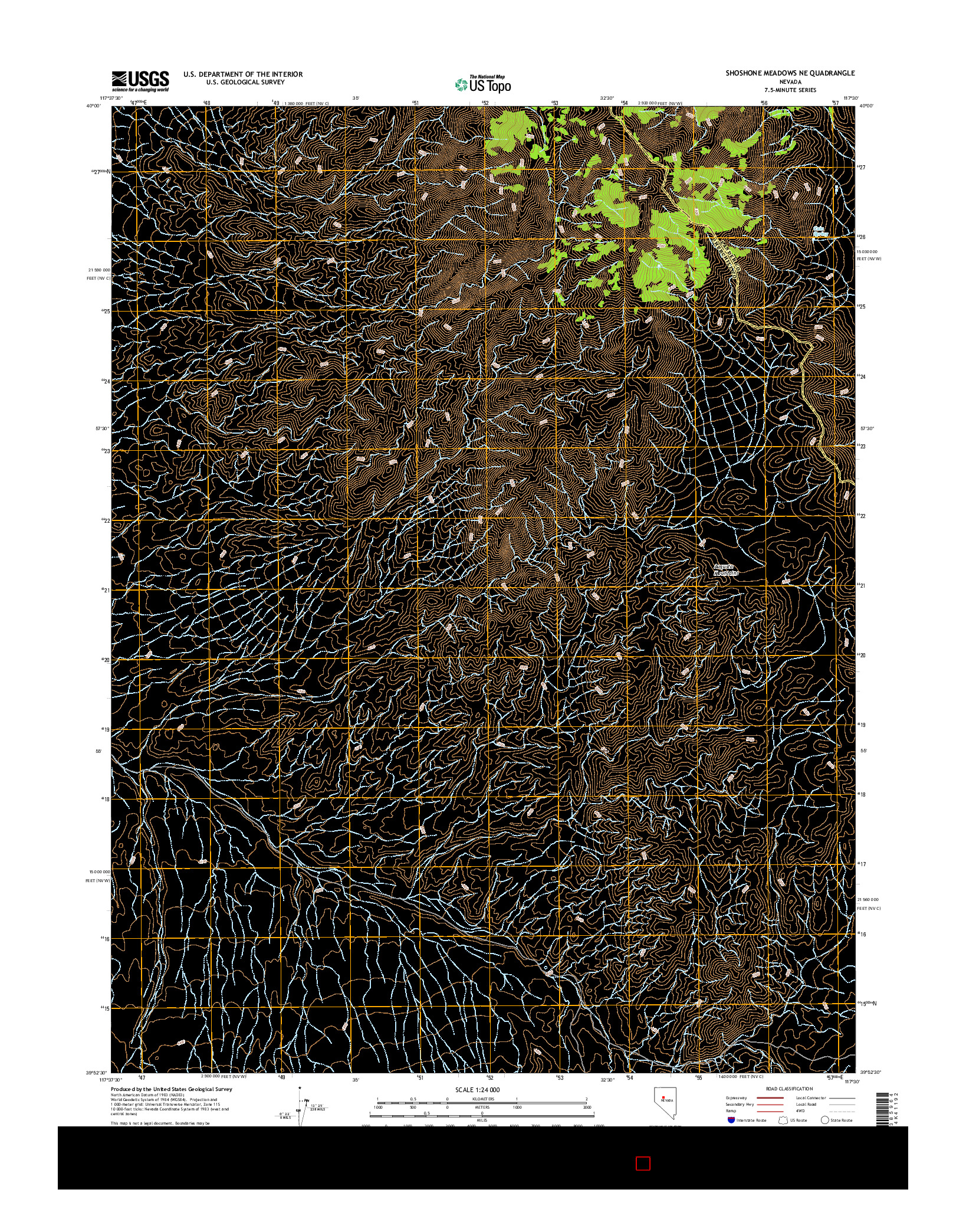 USGS US TOPO 7.5-MINUTE MAP FOR SHOSHONE MEADOWS NE, NV 2014