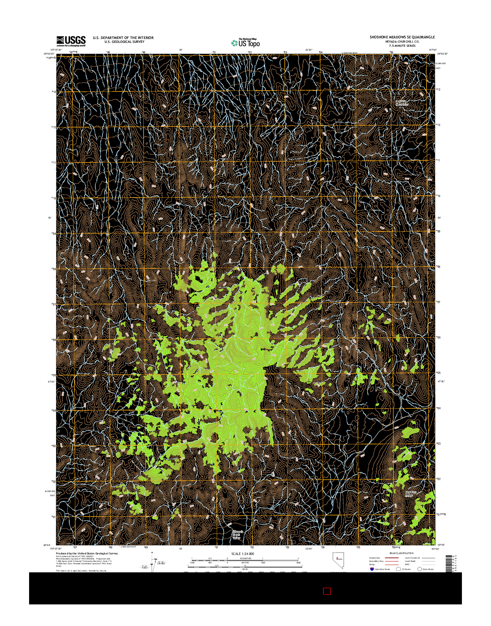 USGS US TOPO 7.5-MINUTE MAP FOR SHOSHONE MEADOWS SE, NV 2014