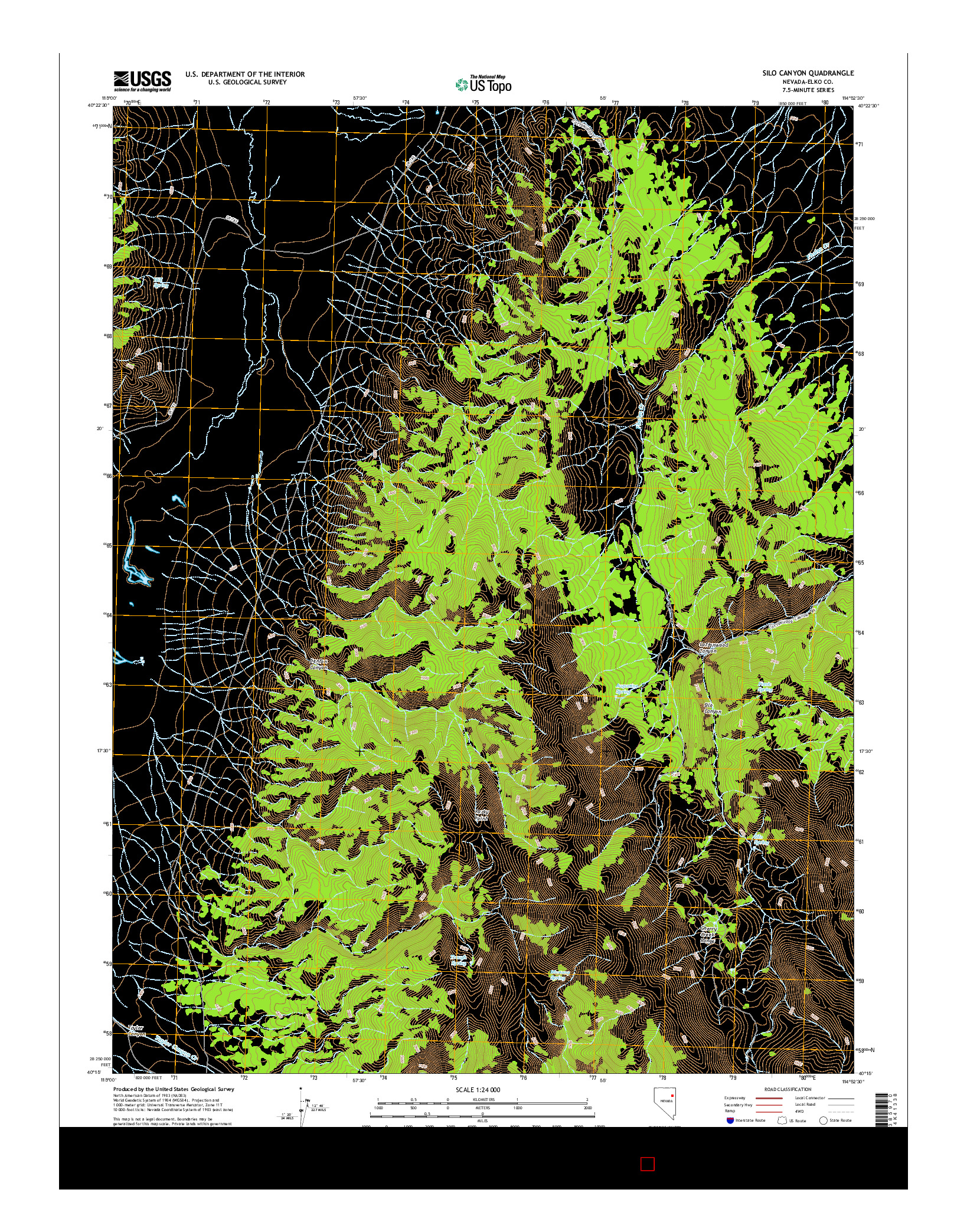 USGS US TOPO 7.5-MINUTE MAP FOR SILO CANYON, NV 2014