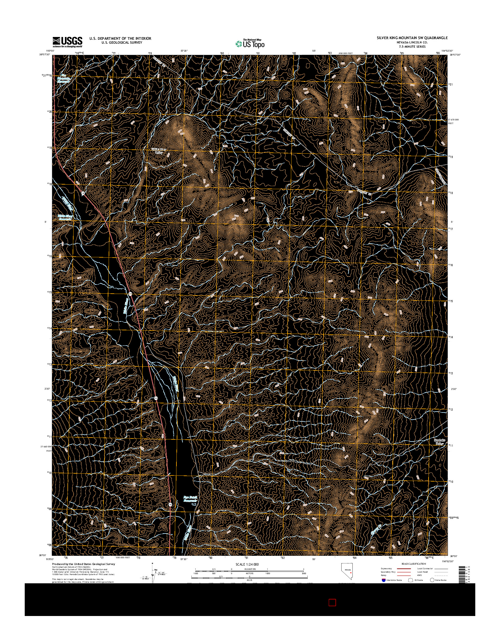 USGS US TOPO 7.5-MINUTE MAP FOR SILVER KING MOUNTAIN SW, NV 2014
